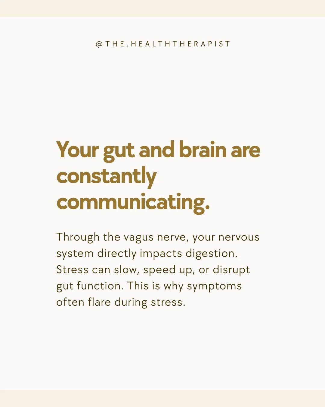 Your gut and brain are in constant conversation.

Through the vagus nerve, your nervous system directly influences how your digestive system functions.

When your body perceives stress or threat,
it can shift resources away from digestion&mdash;
slow