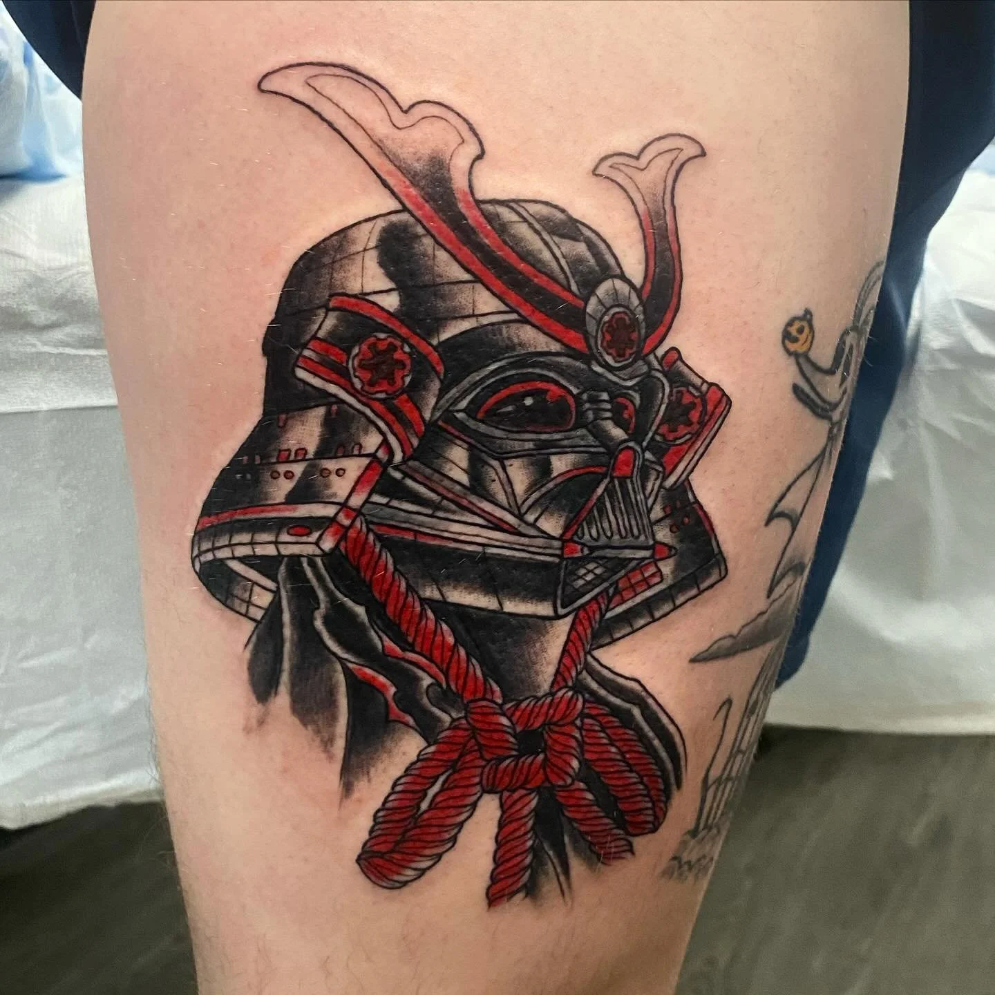 Shogun Vader, Lord of the Empire, whose reign lasted from 19 BBY to 4 ABY. Known for his skilled lightsaber combat, a powerful Force user, a gifted pilot, and a strategic genius.

Made at @thousandneedlestattoo by yours truly, DM or call the shop to 