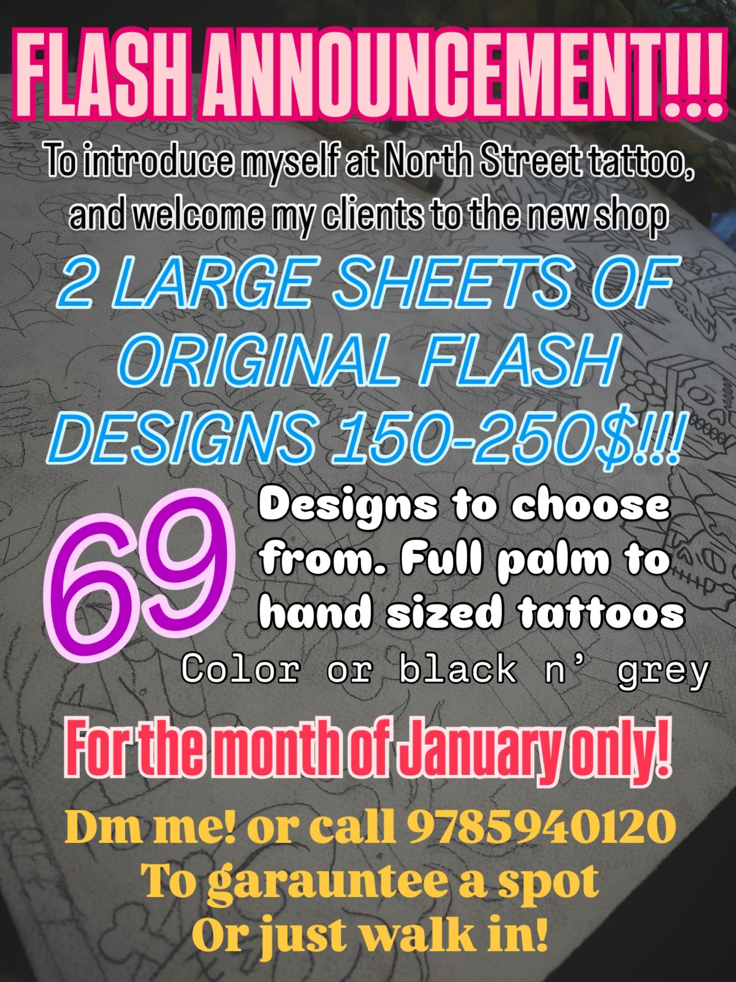 Help me make for a warm welcoming @northstreetsalem and treat yourself to a new tattoo! Been working hard on some new killer flash designed to make a splash! Come by the shop to check it out! Dm. Call 9785940120 or just walk in. Hope to see you there