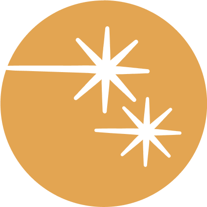 A golden silhouette of two stars