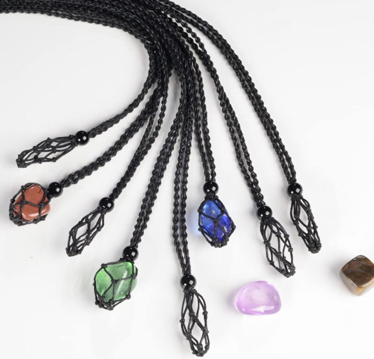 Black Crystal Holder Necklace