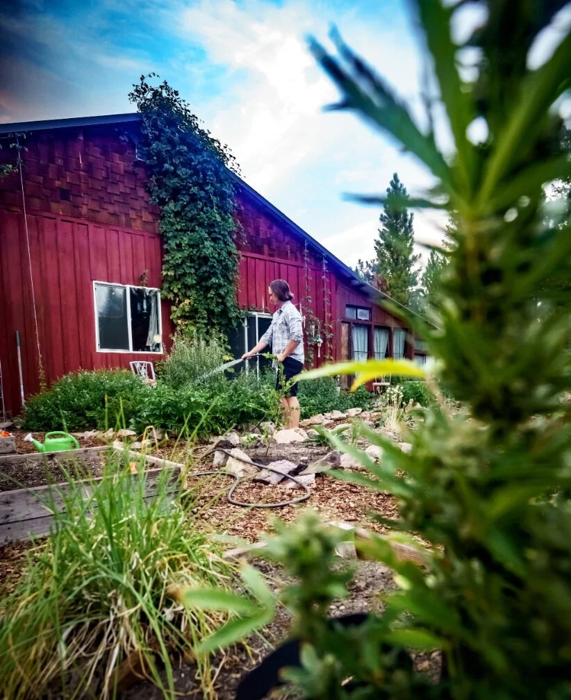 Gardening at The Hohnstead Glamping and Cabins near Missoula Montana