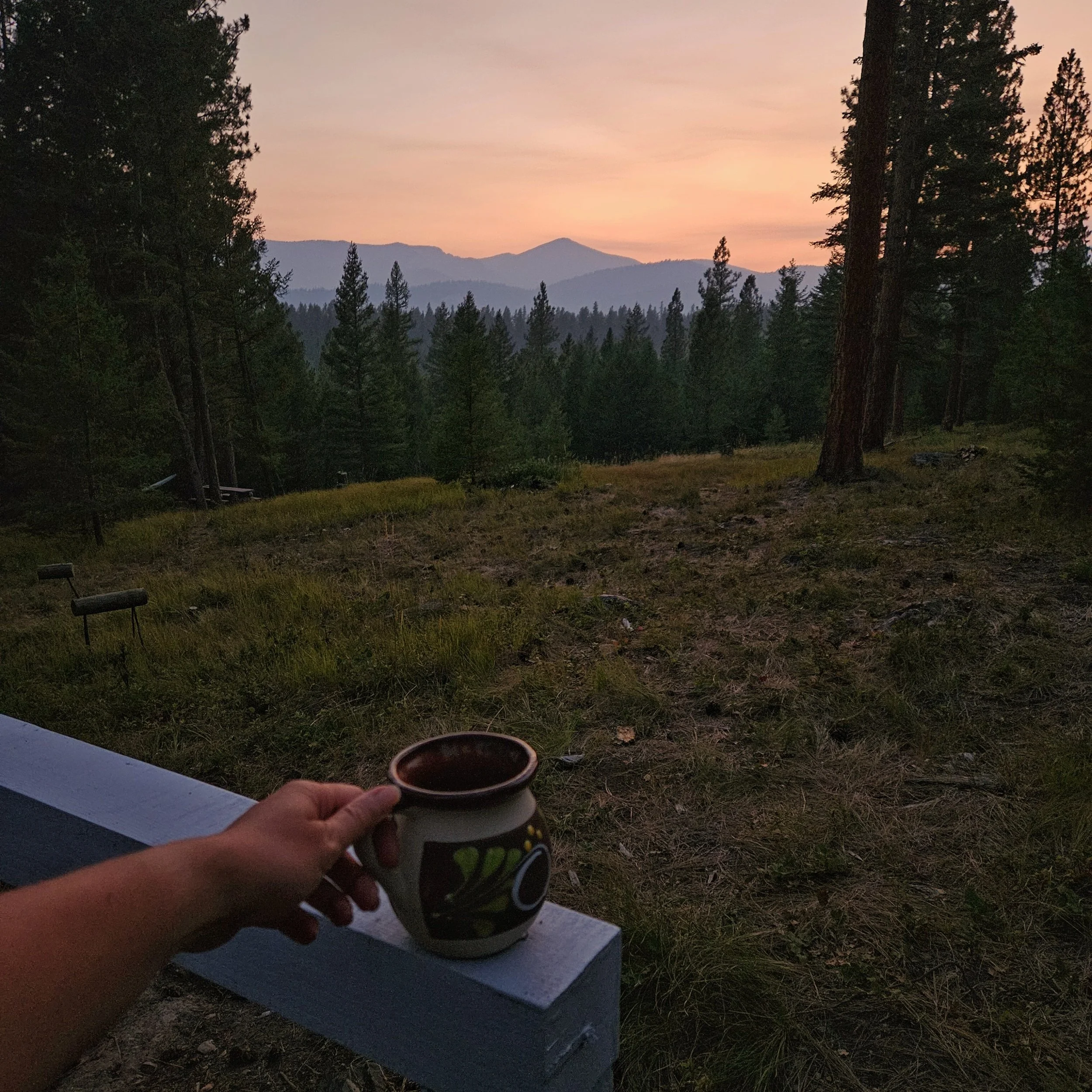 Coffee at a cabin near Missoula Montana