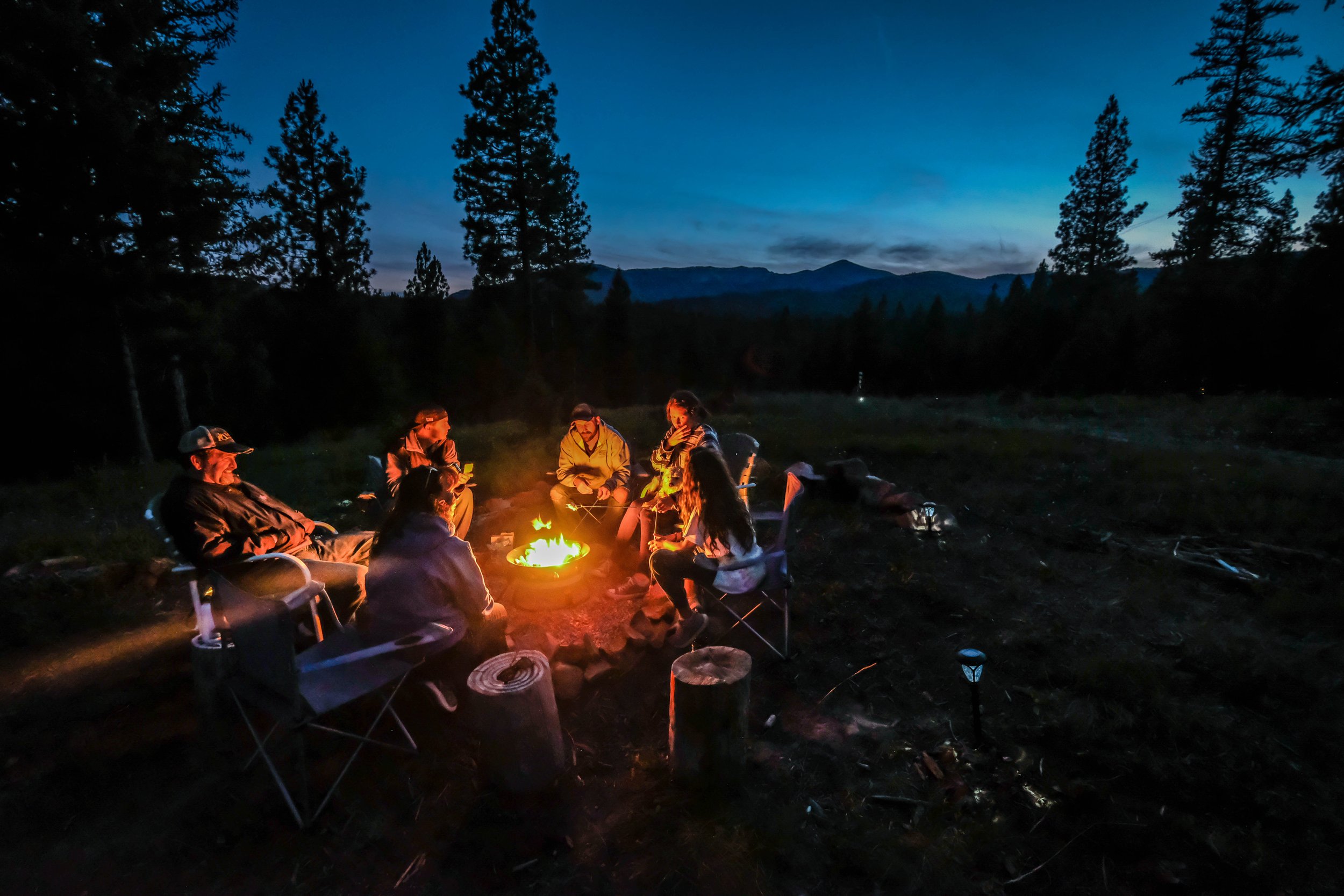 Campfire evenings and stargazing nights at The Hohnstead Glamping Cabins Resort near Missoula, Montana