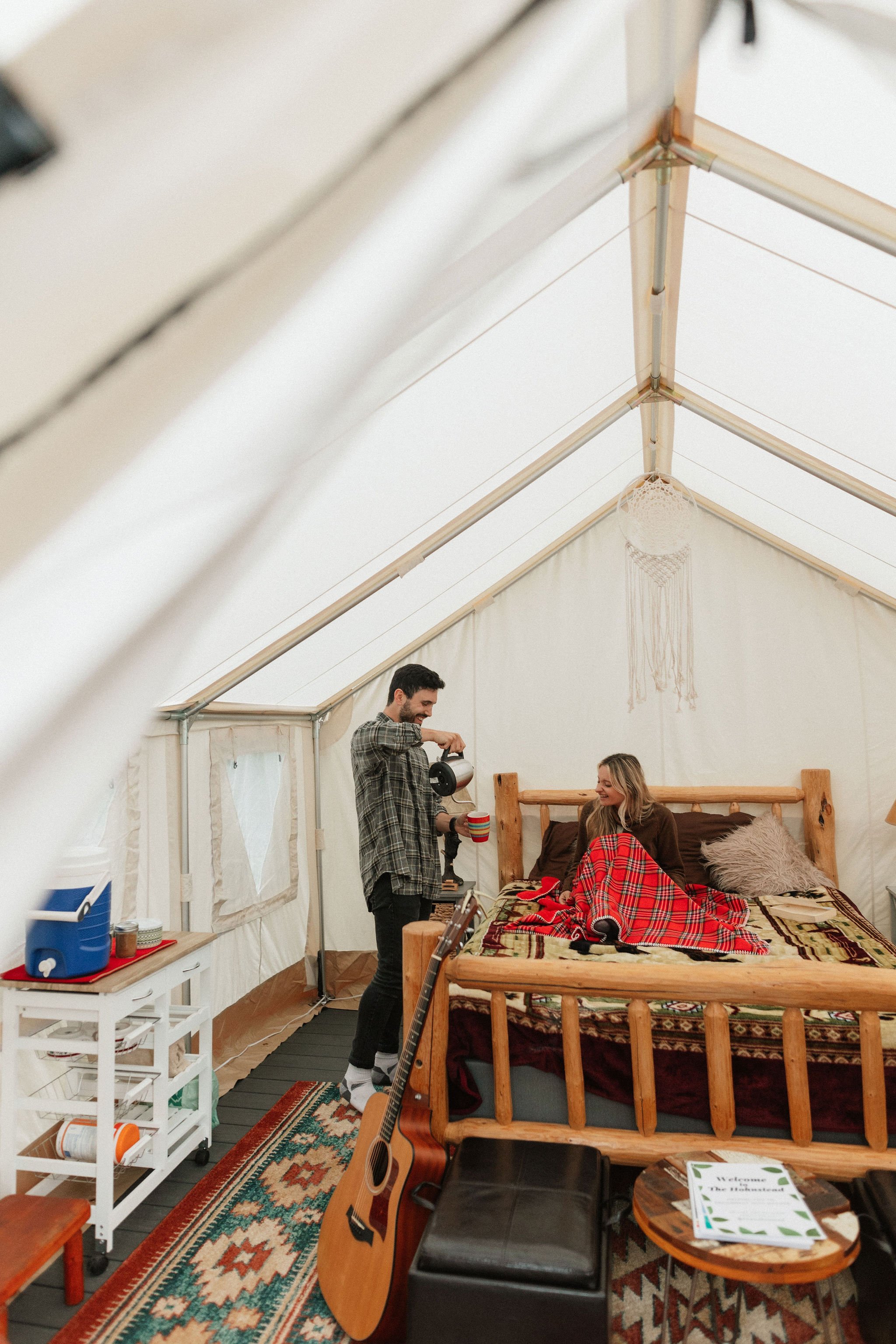 A romantic getaway weekend awaits at The Ranch Hand Glamping Tent at The Hohnstead Glamping Cabins Resort near Missoula, Montana