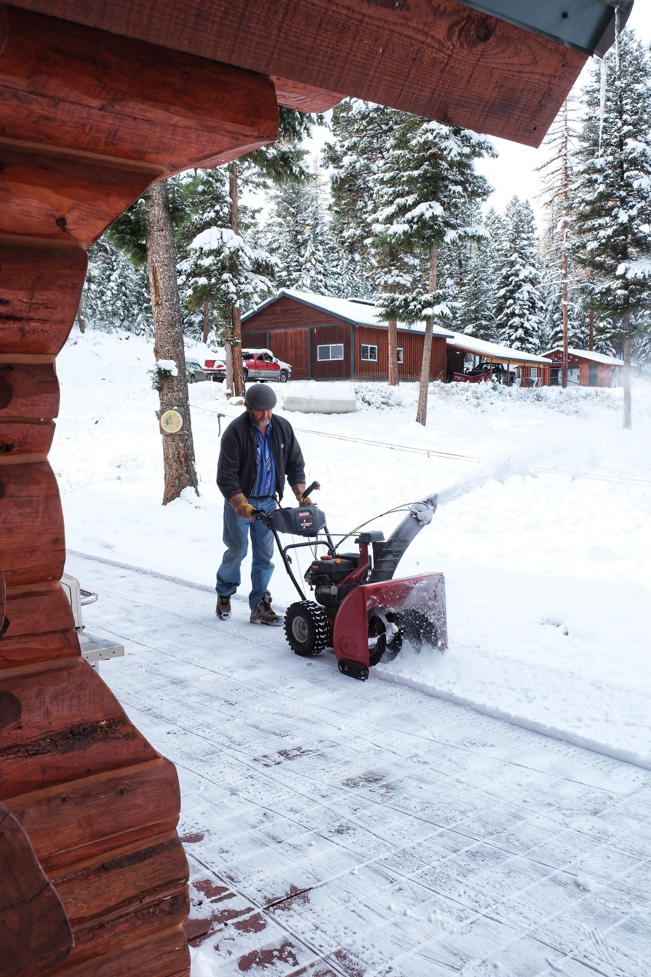 Using the snowblower at The Hohnstead