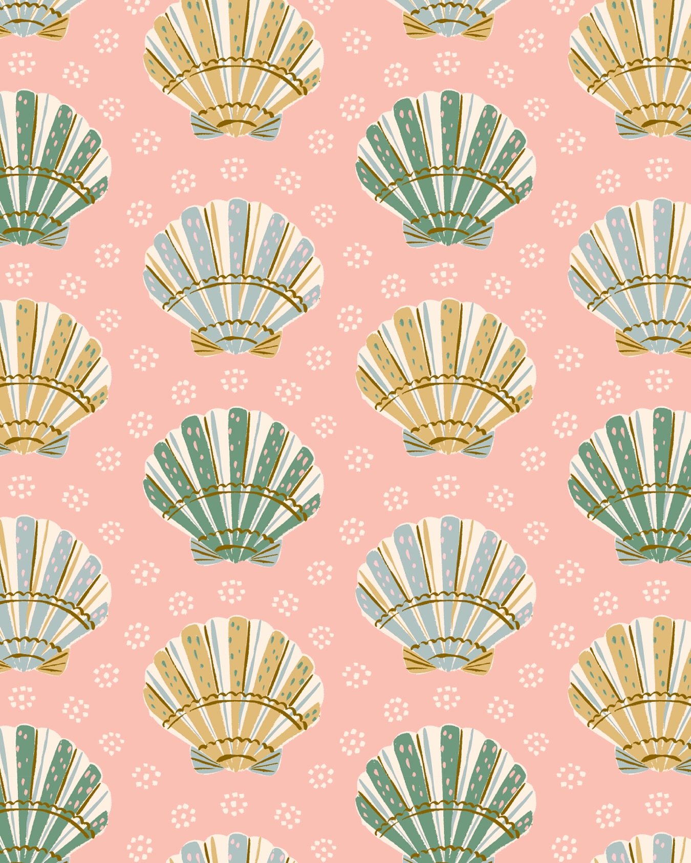 New seashell pattern. This one is available for licensing! 

.
.
.
.
.
illustration | illustrator | wallpaper | artist | art licensing | color palette | designer