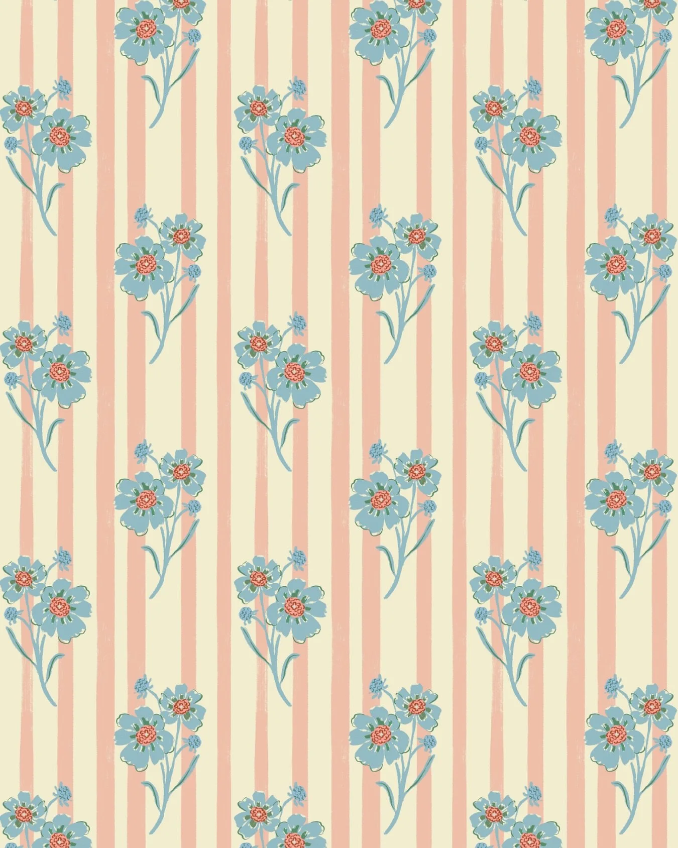 Client work has been keeping me busy lately, but I realized I never shared this floral stripe pattern. Still one of my favorites and currently available for licensing. Hoping to get back to more personal projects soon!

#surfacepatterndesign #pattern