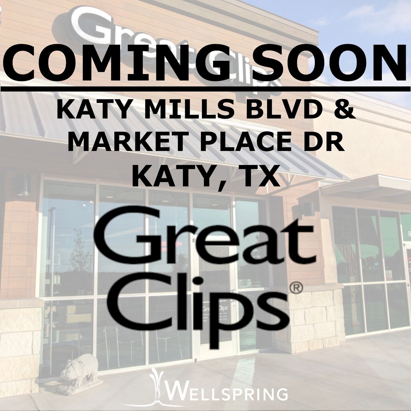 Coming soon to Katy, Texas in the Katy Mills area is another new Great Clips salon!

Ethan Beck with S&amp;P Interests represented the Landlord, and Marshall C. Bumpus with Wellspring represented the Tenant.

#wellspringcre #cre #retail #tenantrep #g