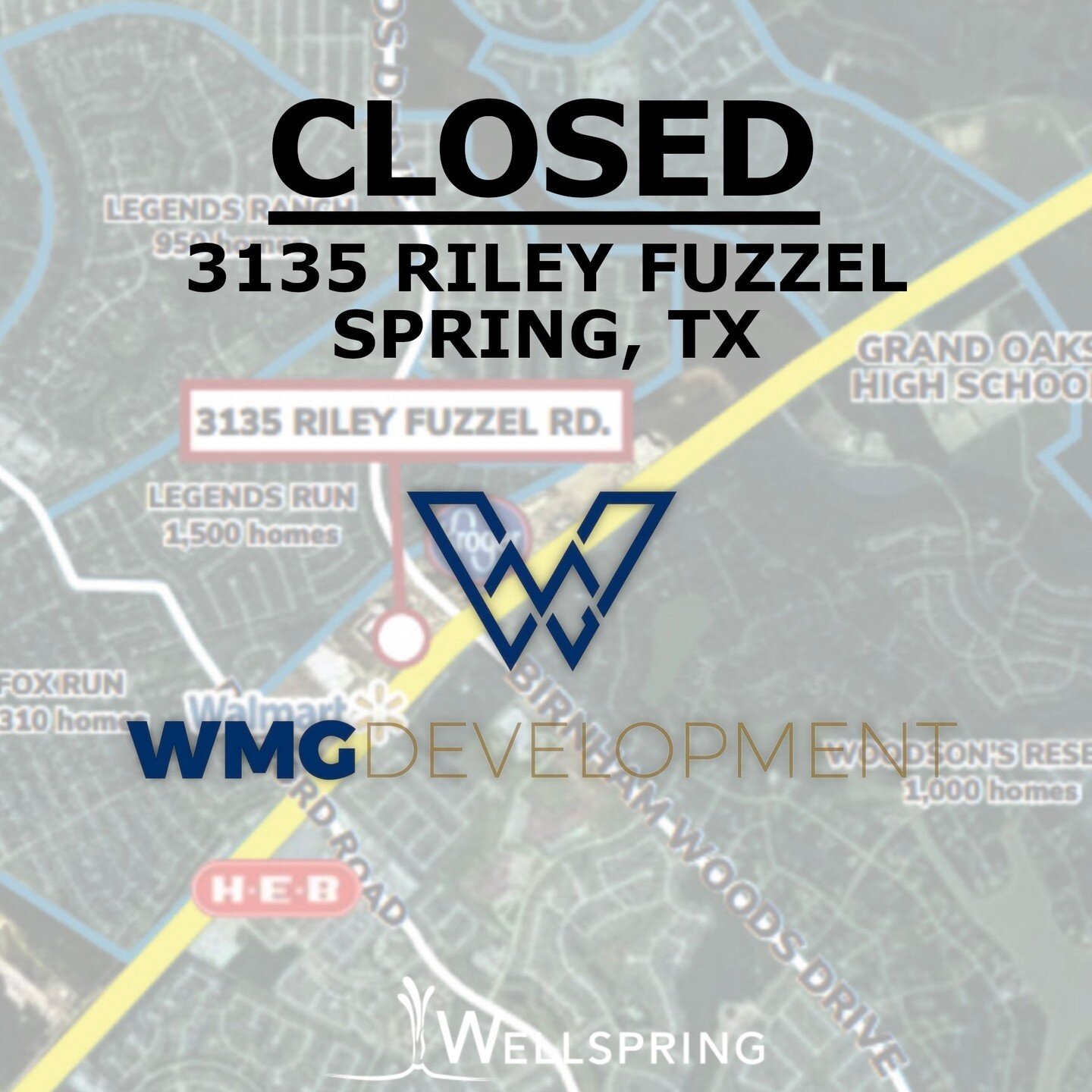 Redevelopment is still alive! Wellspring is pleased to announce WMG Development&rsquo;s acquisition of a freestanding building with prime Grand Parkway visibility in Spring, TX. The building will be redeveloped into retail/service use, and is set to 