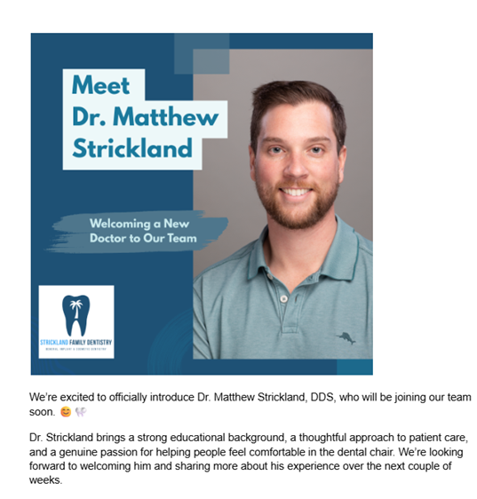 Welcoming the Next Generation of Care: Dr. Matthew Strickland Joins Strickland Family Dentistry