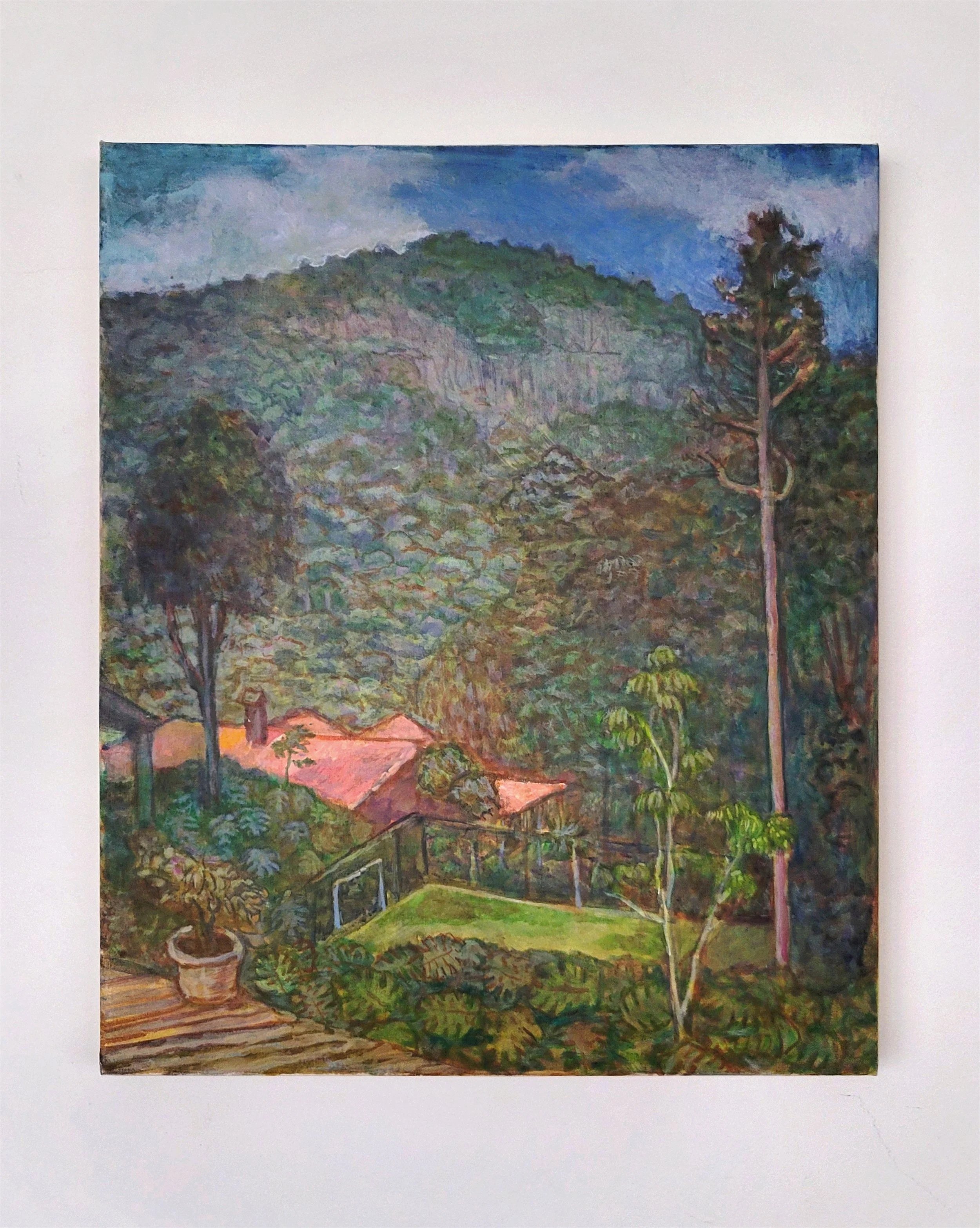 Vista na serra em plein-air, Petrópolis, 2026. acrílica sobre tela (vendida) — 46x55cm