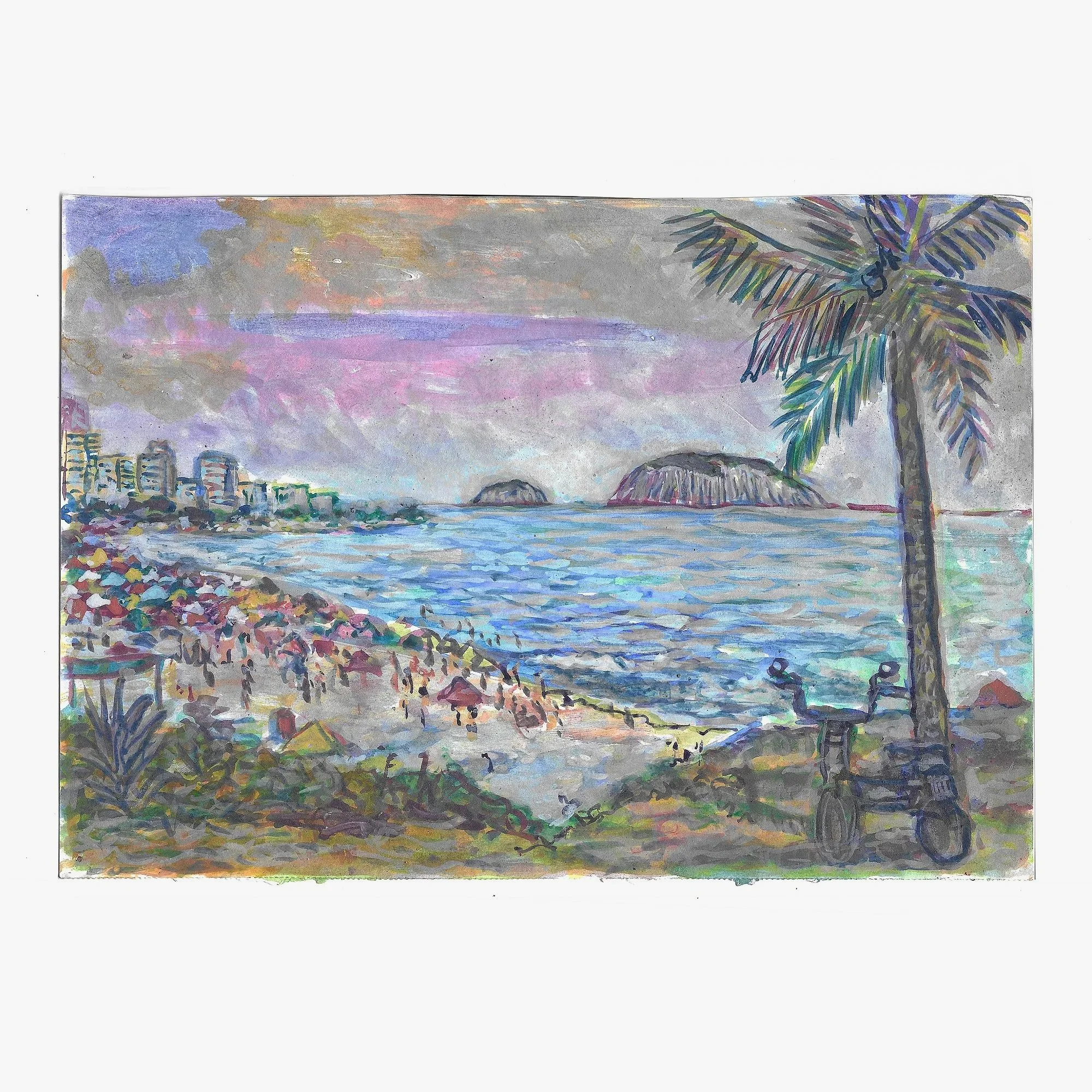 Pintura ao Ar Livre, Mirante do Leblon (28/03/2026). acrílica sobre papel — 30 x 21 cm