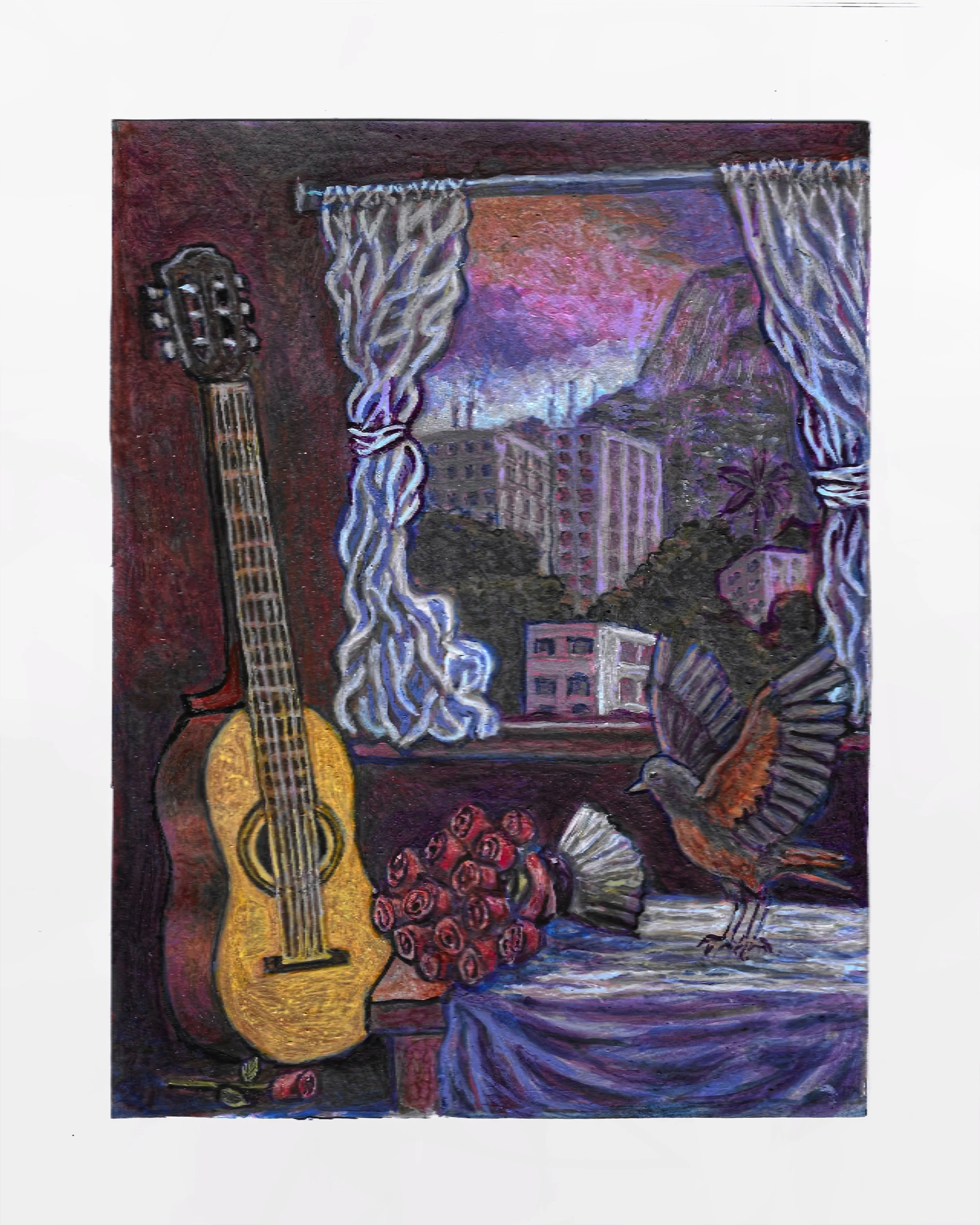 Meu sabiá, meu violão...
2026. acrílica sobre tela — 18 x 24 cm