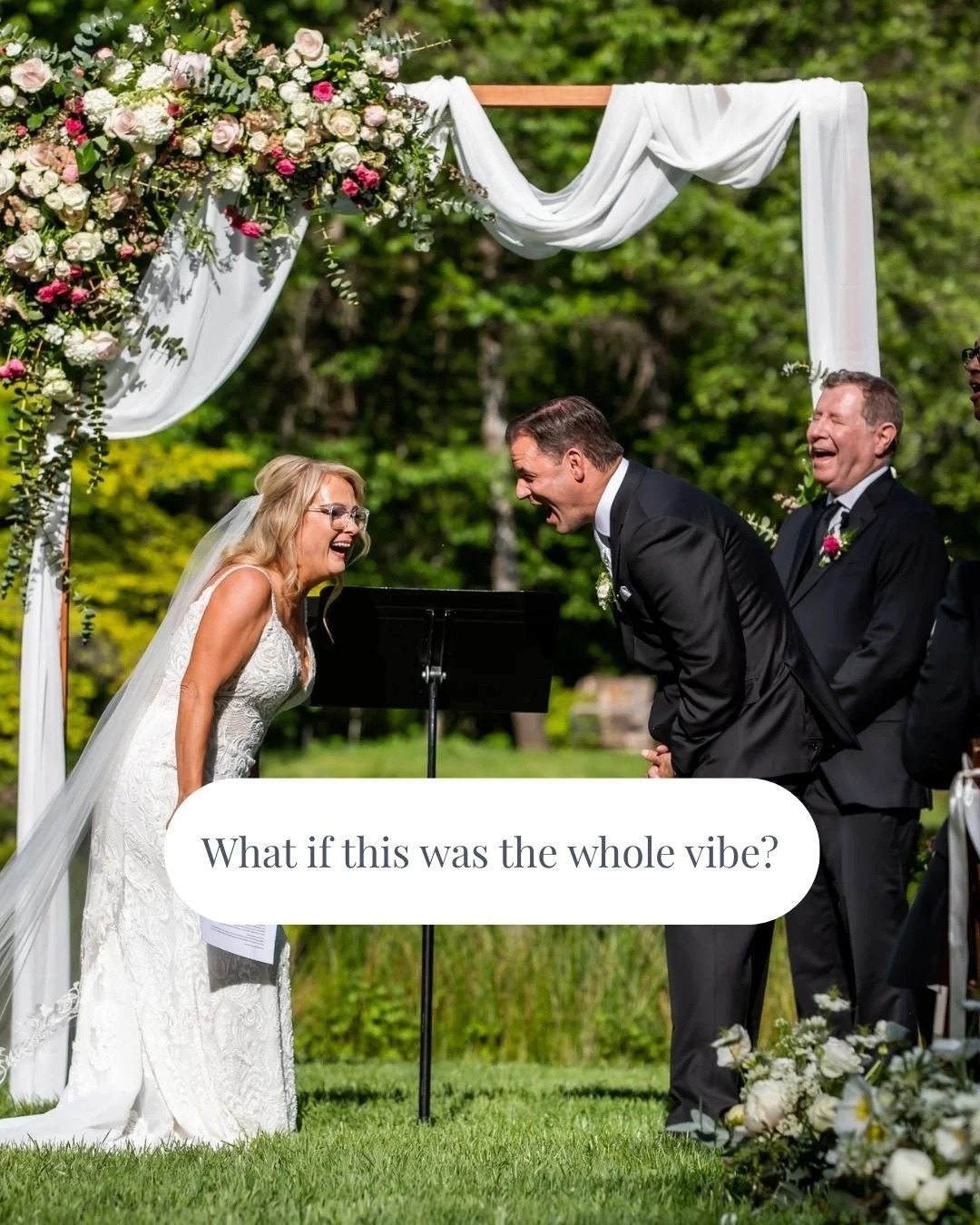 Nobody plans a wedding hoping to feel stressed the whole time.

And yet &mdash; that's the story most engaged couples tell themselves before they even start. Like stress is just the toll you pay for a beautiful day.

It's not.

This &mdash; laughing,