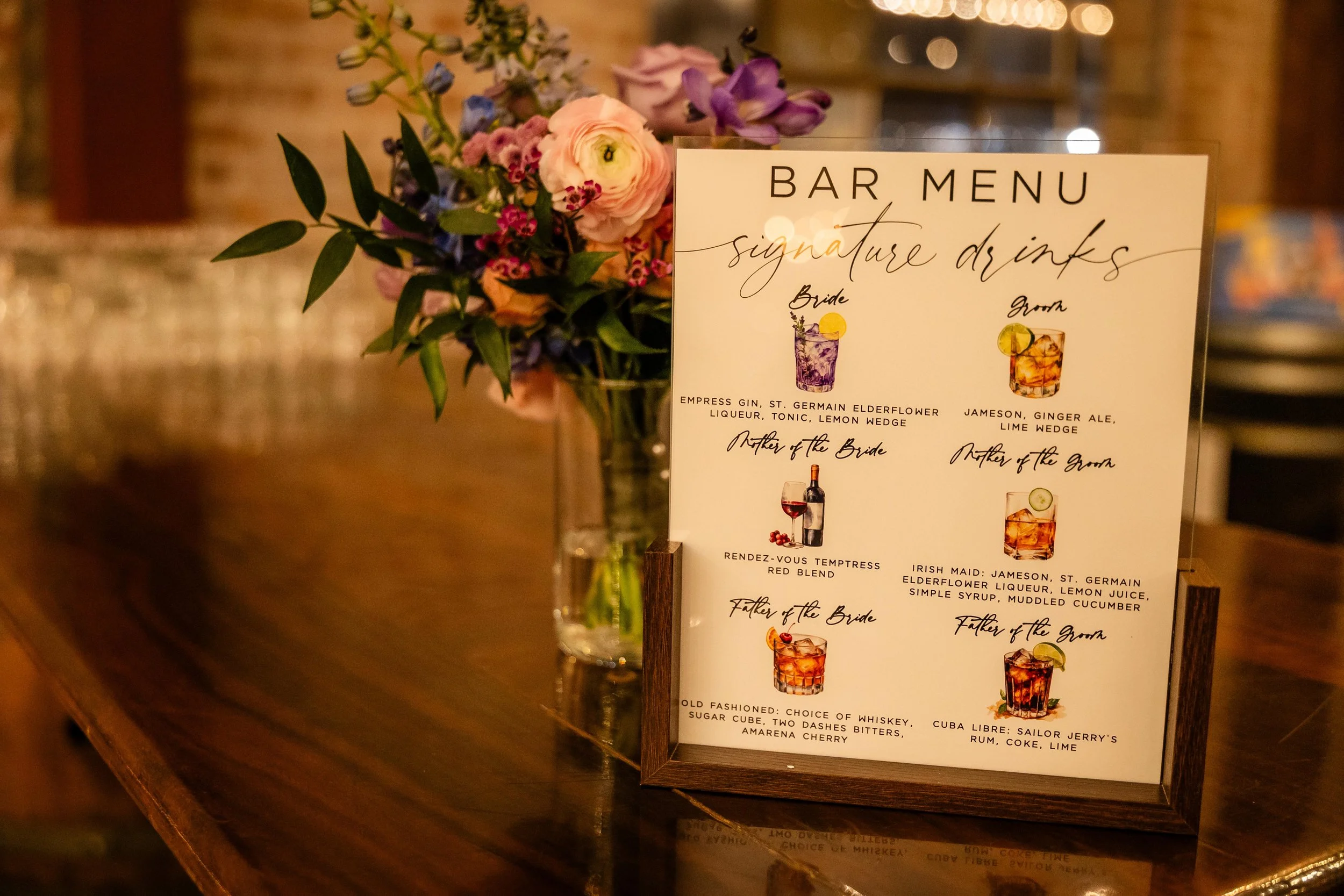 Wedding Bar Menu