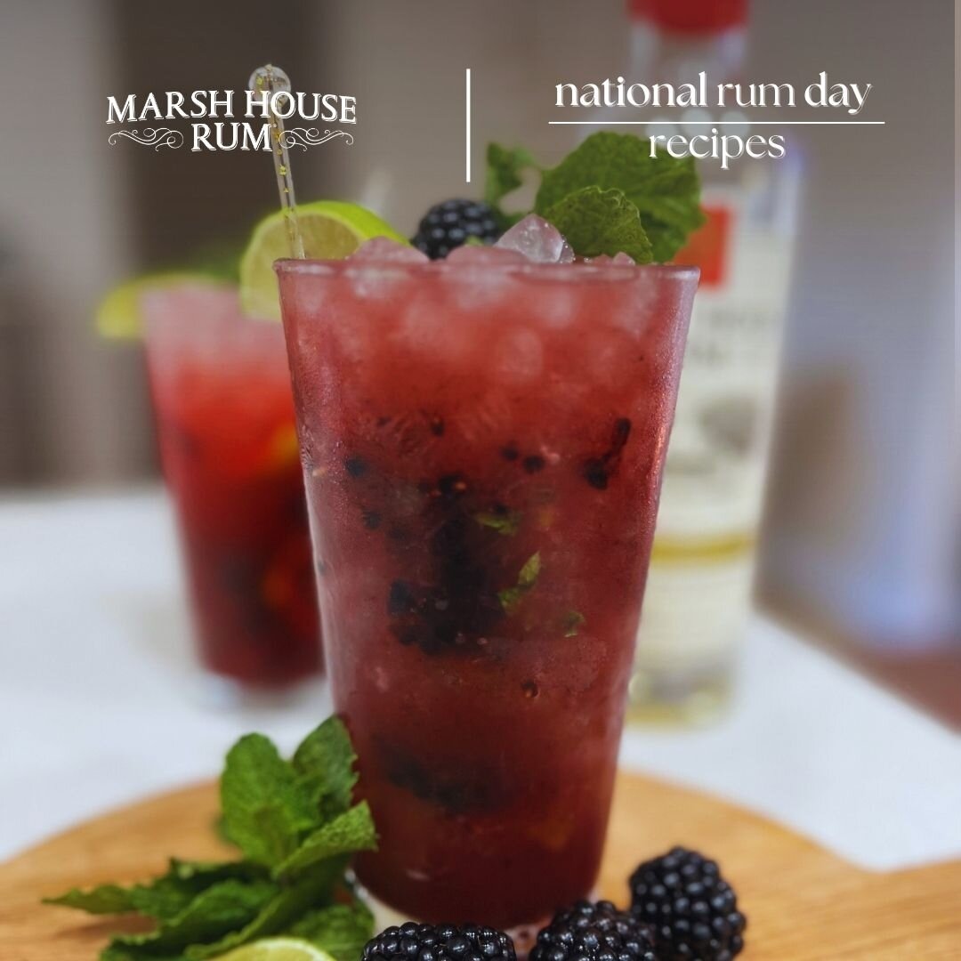 In honor of #nationalrumday ! This one is a twist on a classic, because who doesn't love berries in the summer? 😎

Our Marsh House Blackberry Mojito takes it to the next level and is easy to throw together for drink that feels special any day. 

We 