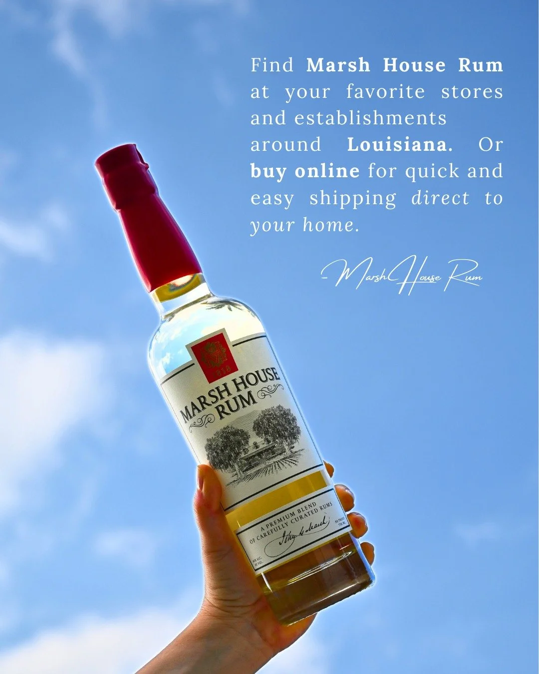 The Spirit of Louisiana, wherever you are. Find Marsh House at your favorite local spots around Louisiana, or order online and we'll ship it straight to your door.

#Rum #CraftRum #RumLovers #SpiritsTasting #CocktailCulture #BarrelAged #PremiumRum #A