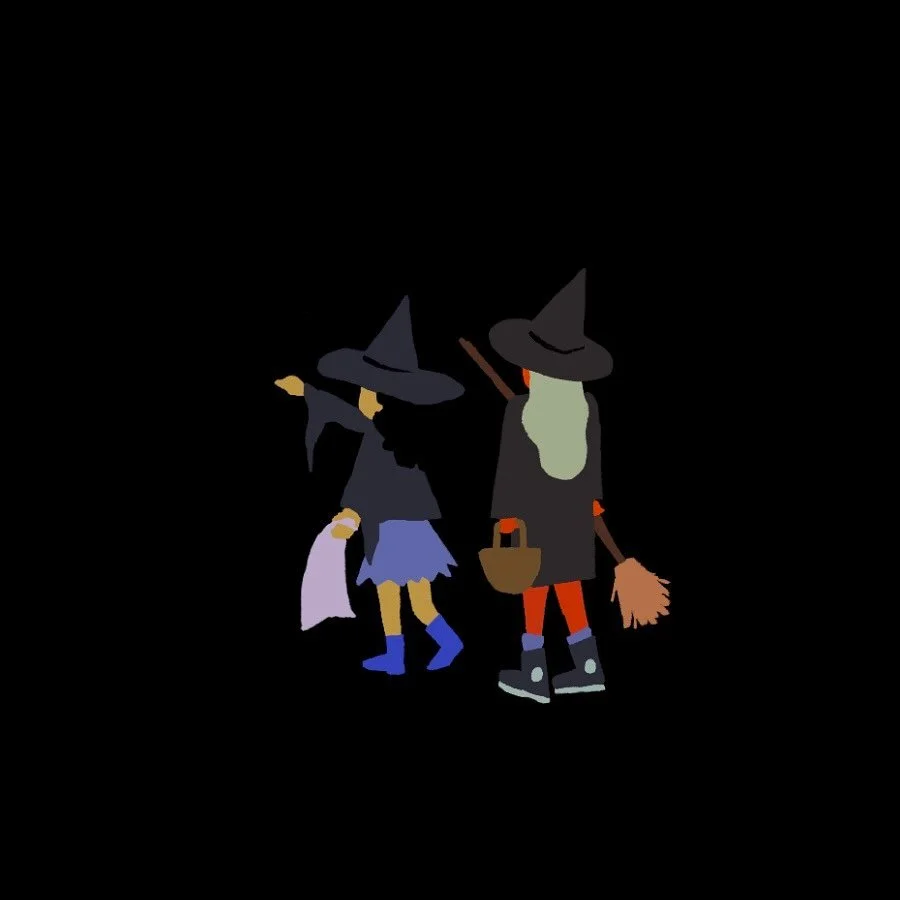 Two little witches on the hunt for candy 🧡🍬🖤🌙