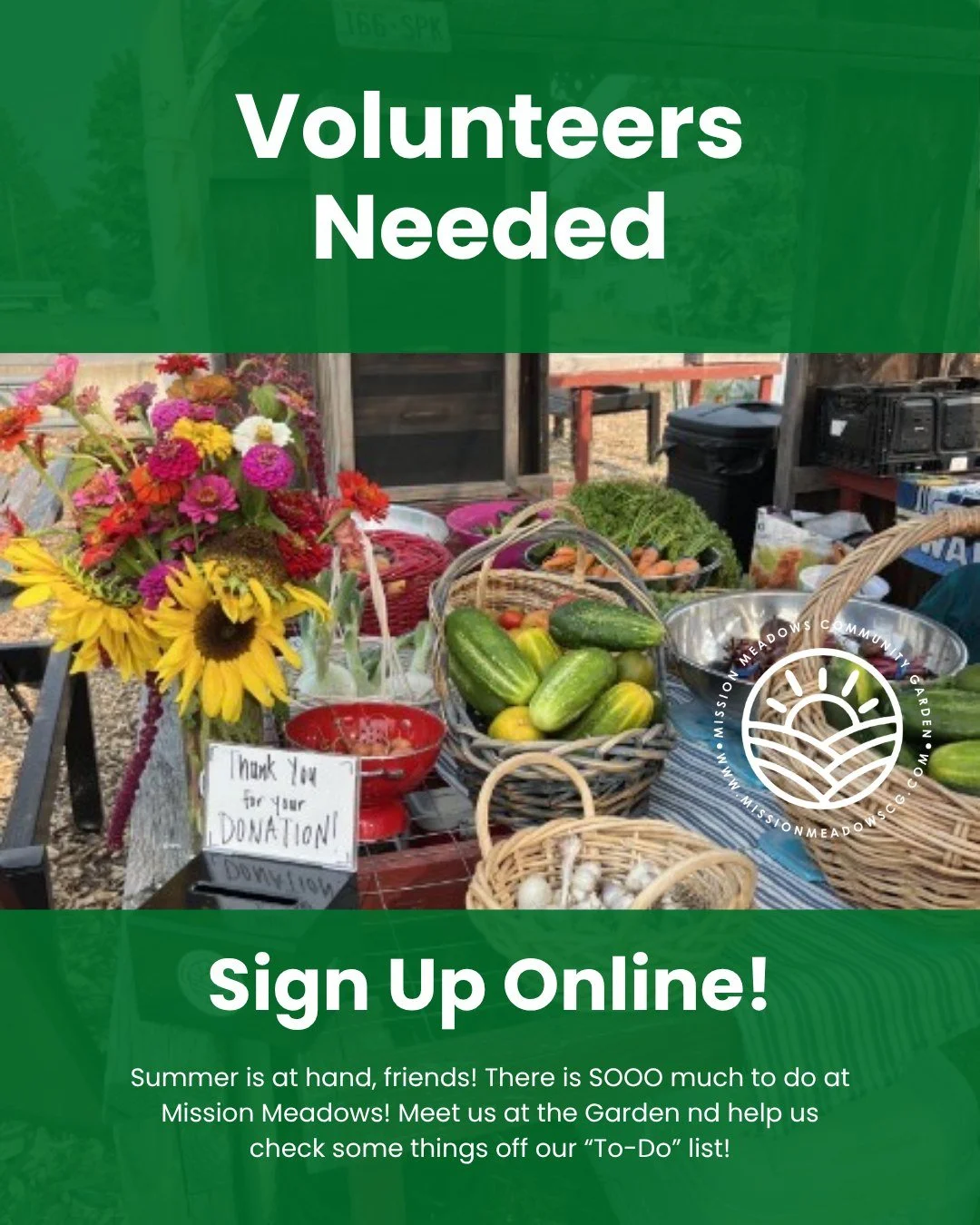 🌱 WORKDAY IN THE GARDEN 🌱

Grab your gloves &mdash; we need YOU at Mission Meadows Community Garden! 🌻

Whether you've got a green thumb 🌿 or have never touched a trowel, there's a spot for you. We'll be weeding, watering, harvesting, turning com