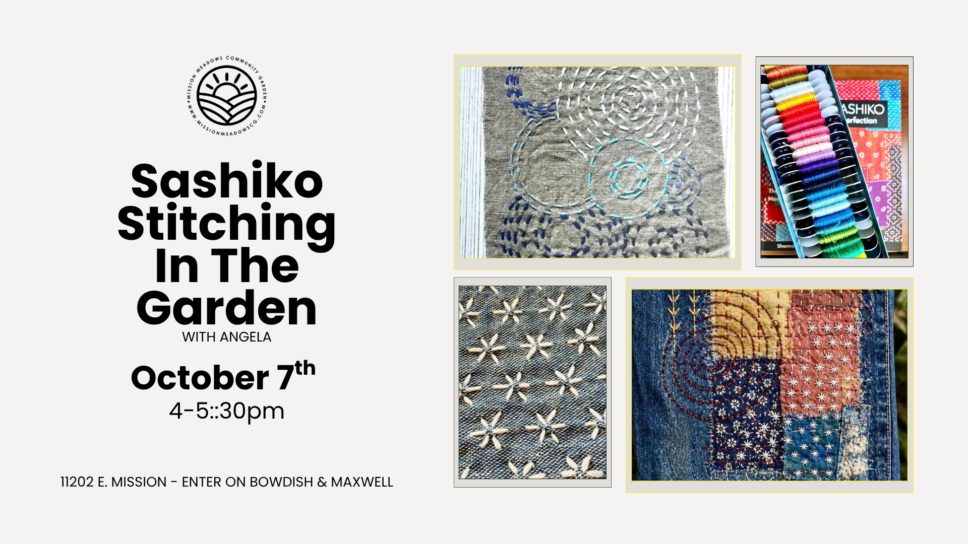 Sashiko Stitching in the Garden with Angela 