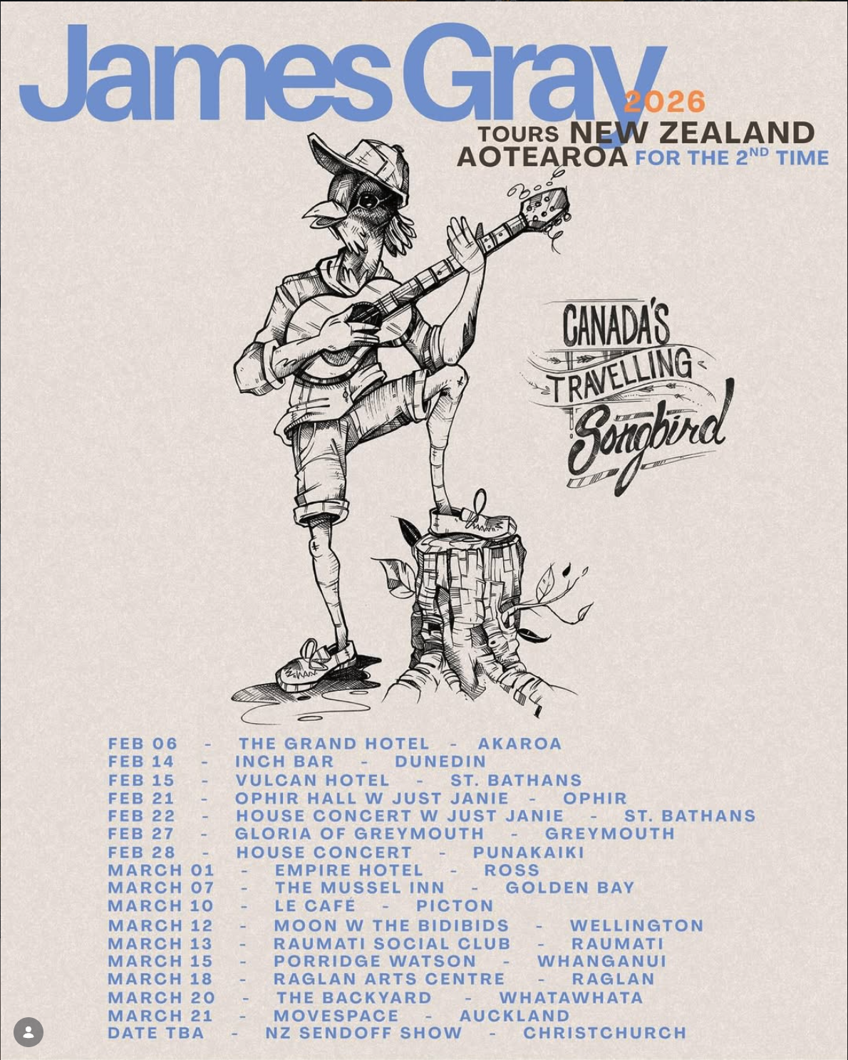 James Gray NZ Tour