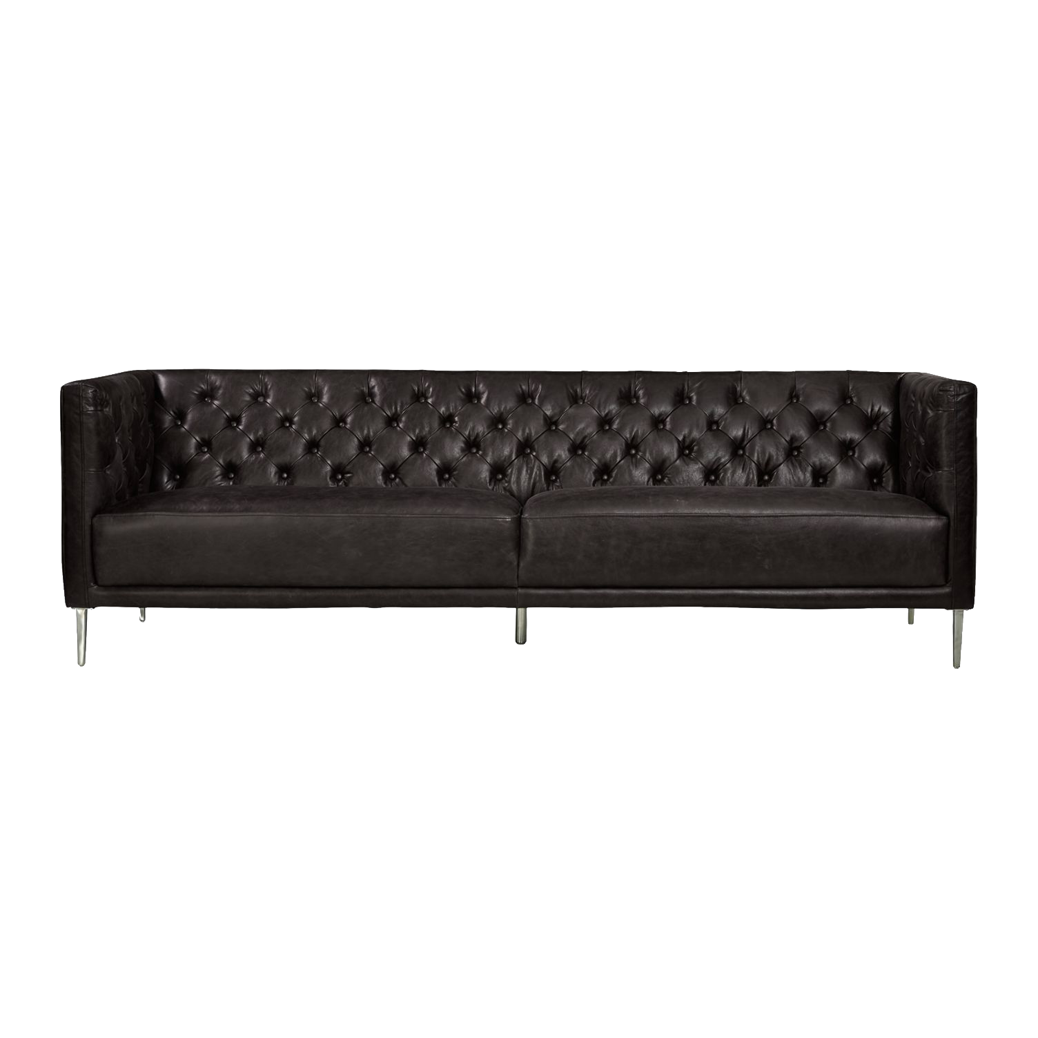 Black Leather Tufted Sofa