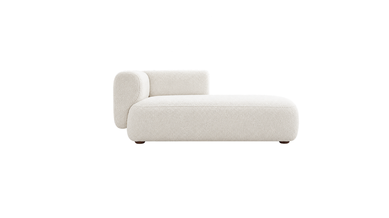 White Boucle Chaise Lounge Sofa