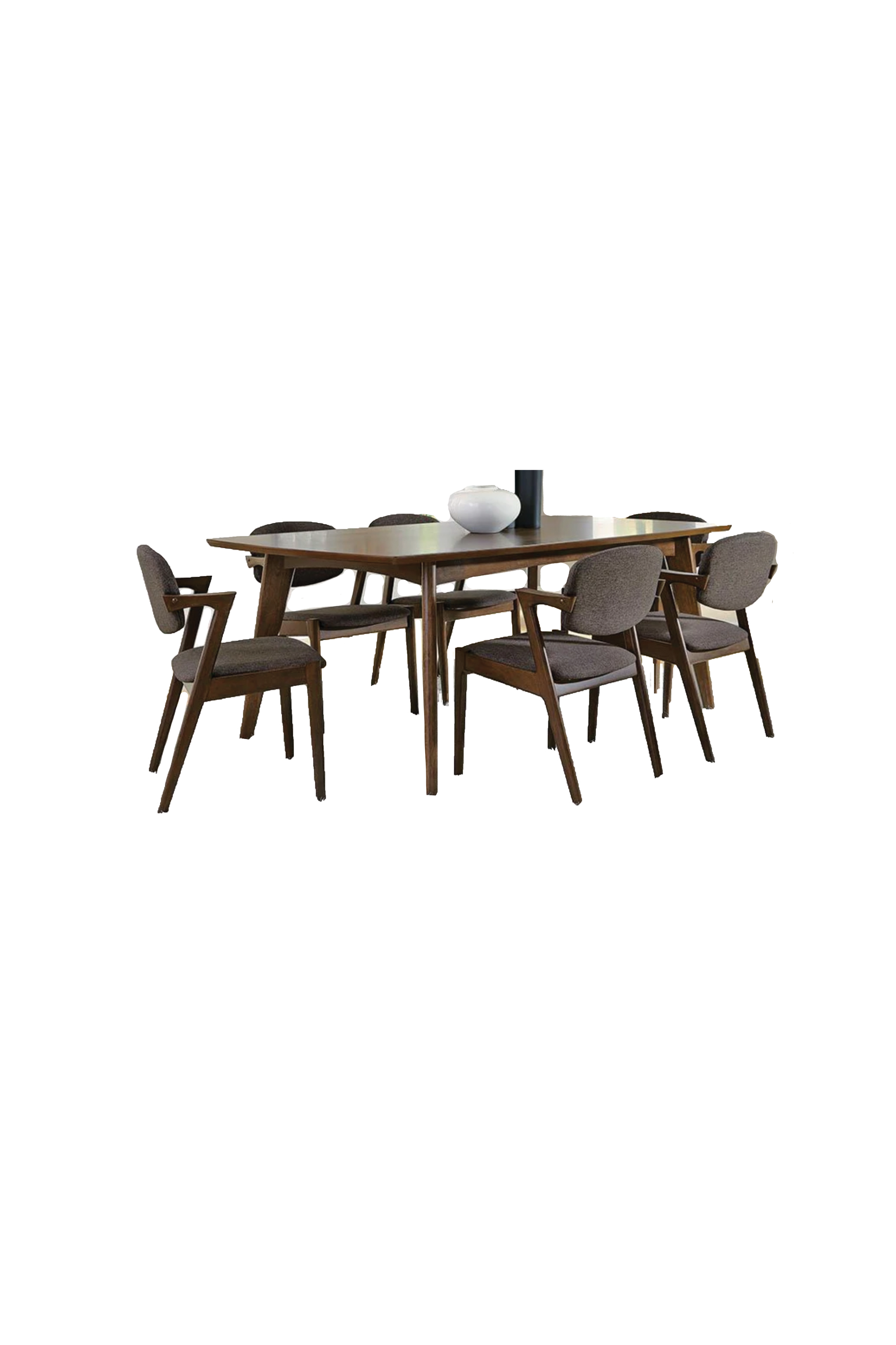 Rectangle Walnut Dining Table and Chairs
