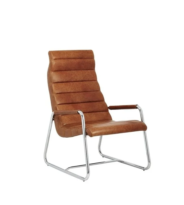 Leather Camel High Back Armchair