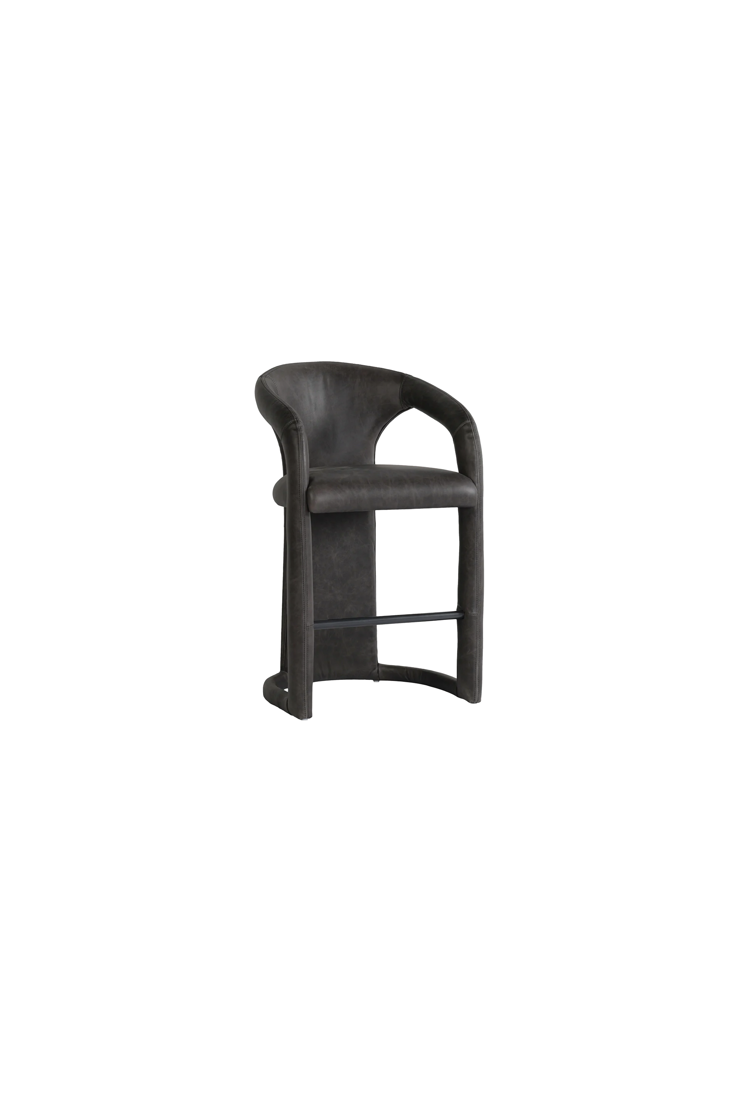 Archie Distressed Black Leather Counterstool