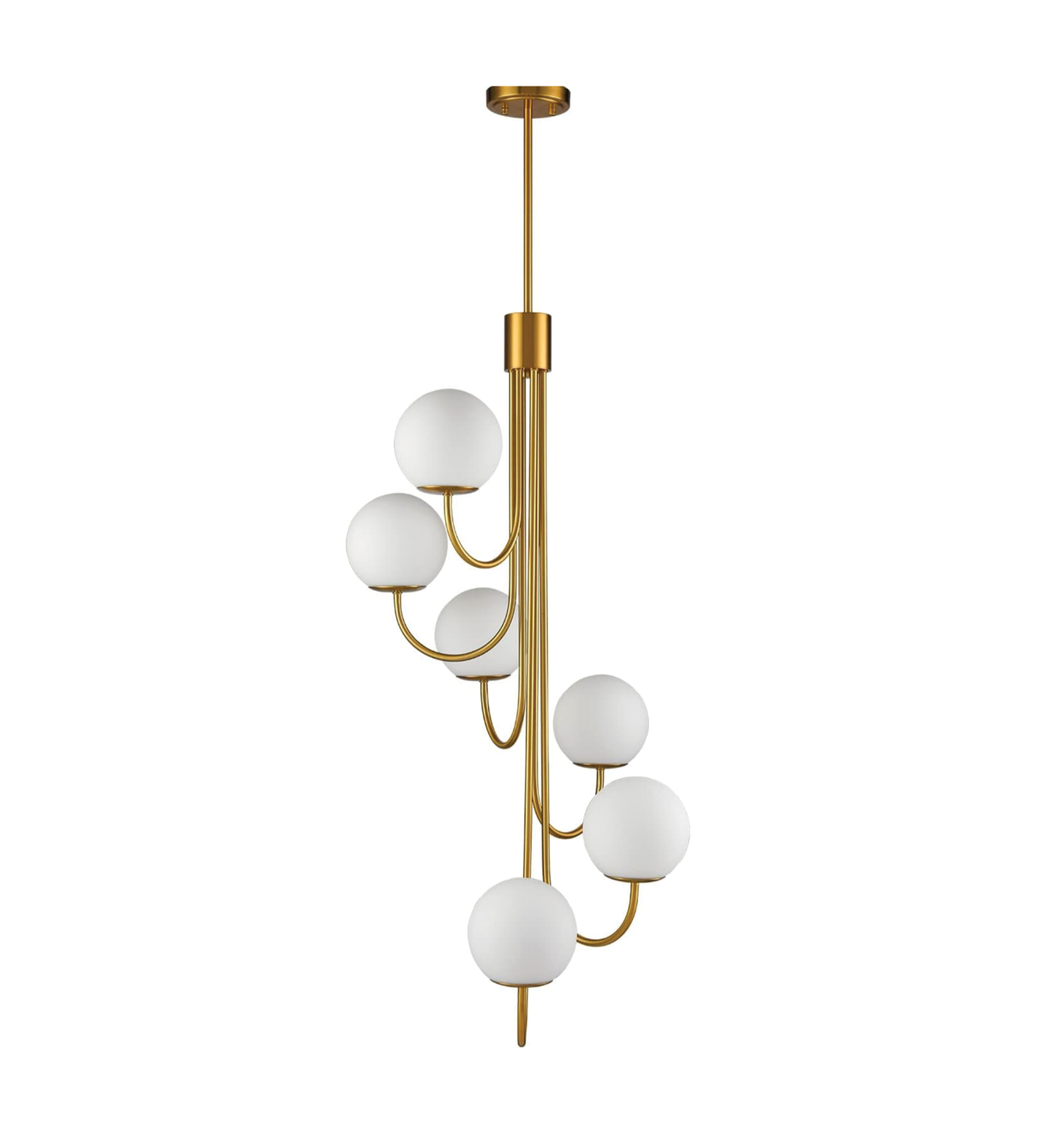 Modern Gold Spiral Glass Globe Chandelier