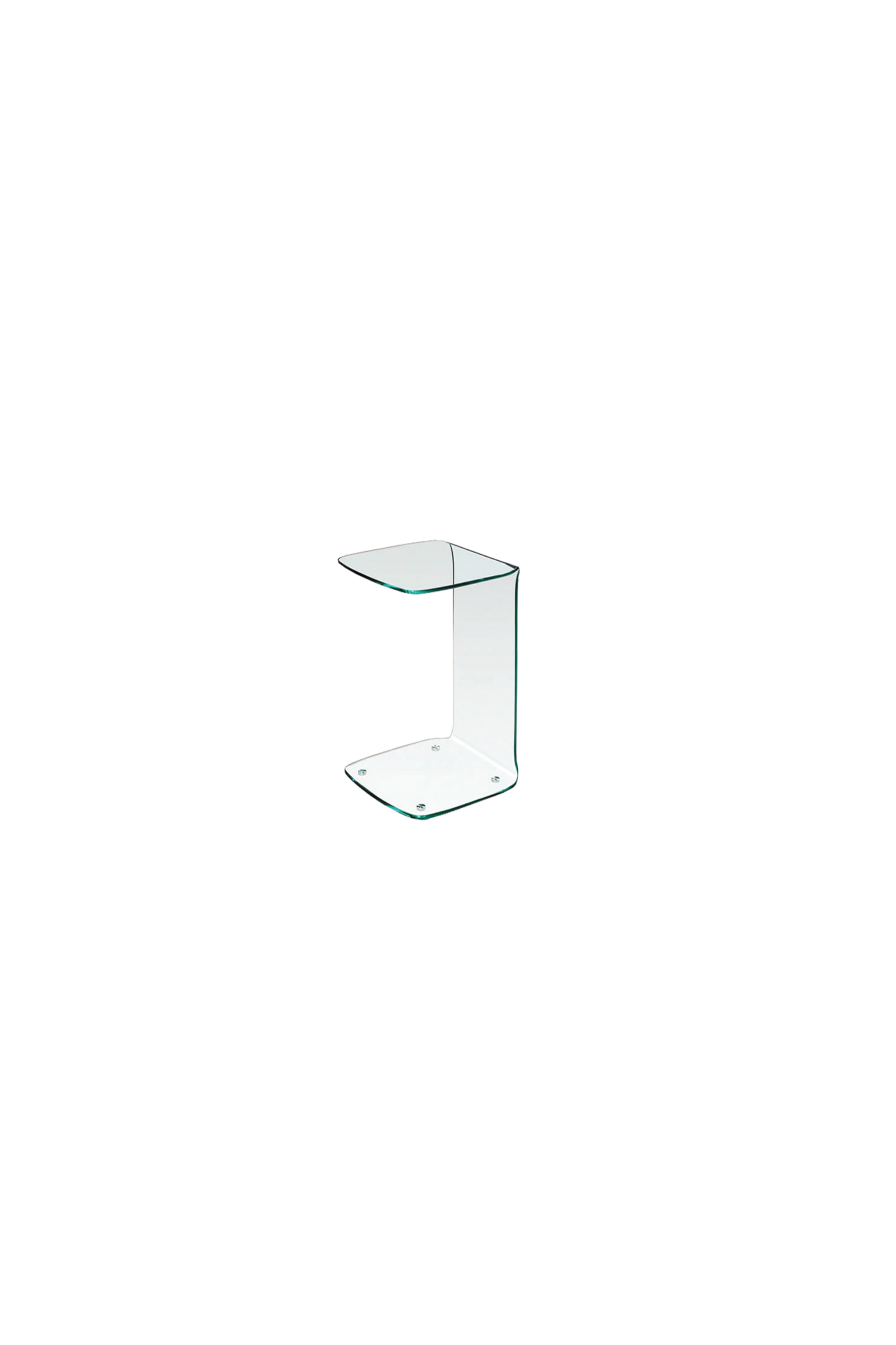 Glass C-Shaped End Table