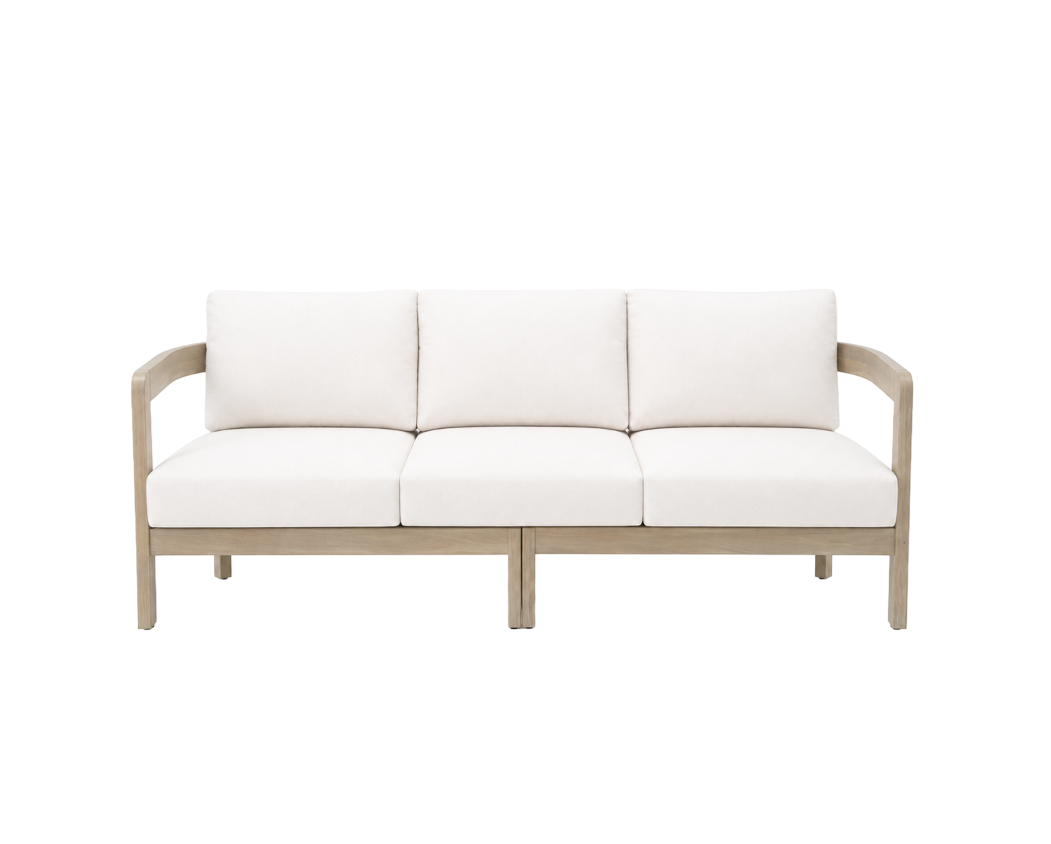 White Outdoor Solid Wood Patio Sofa with Cushions