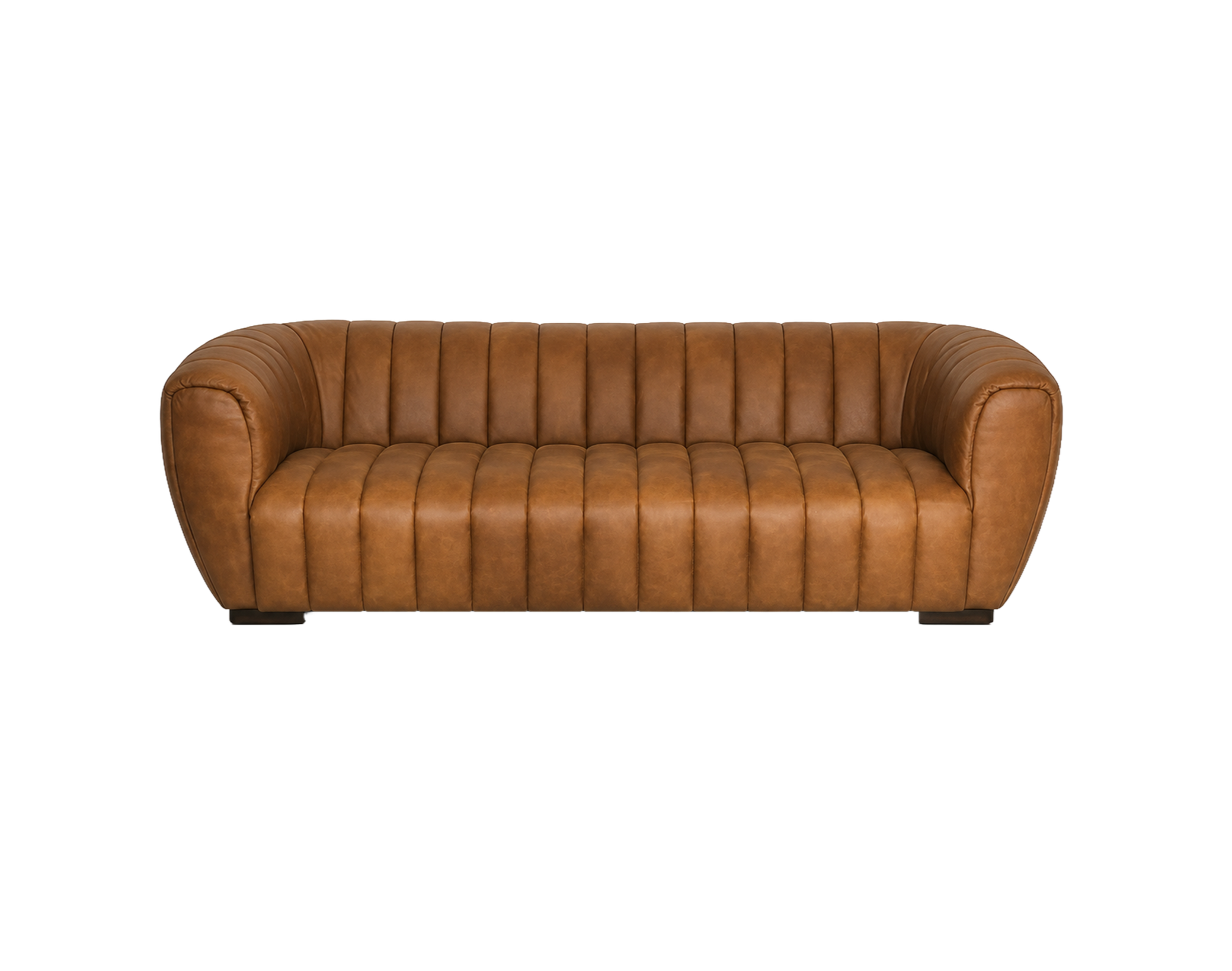Channel Tufted Leather Chesterfield
