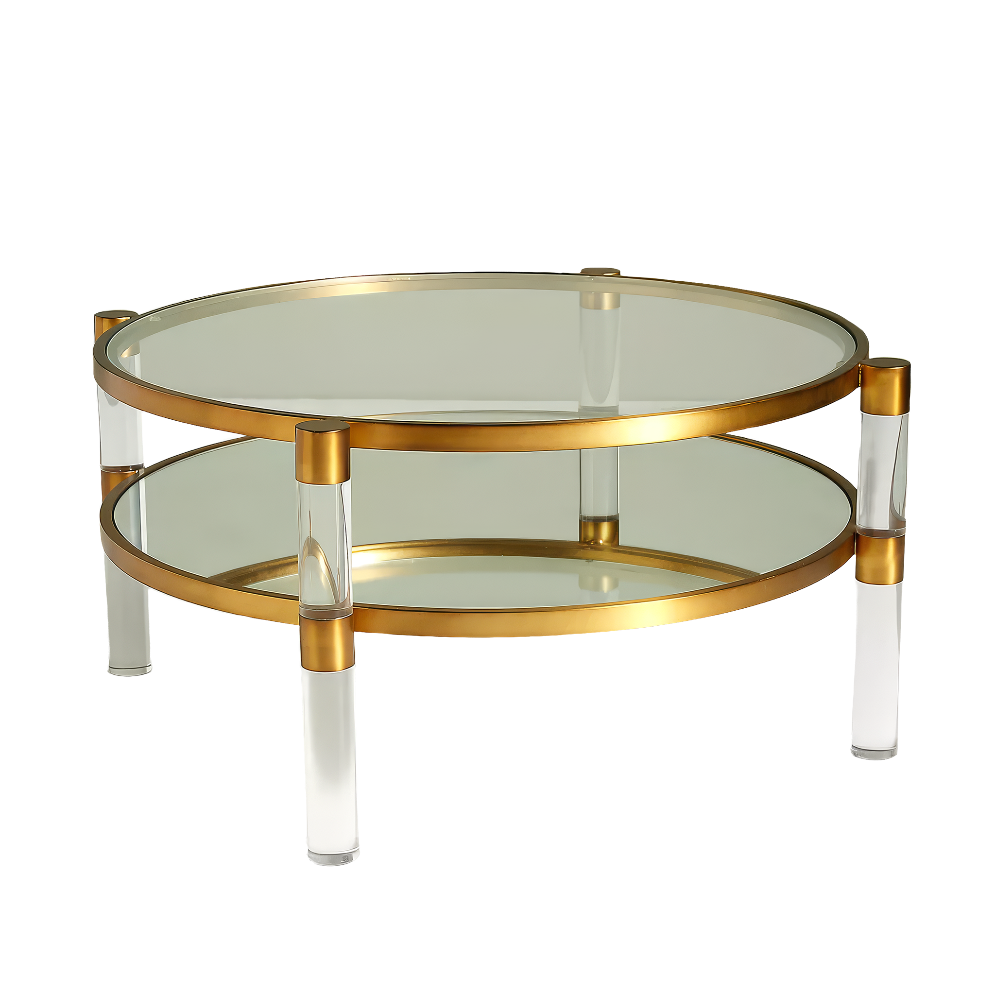 Lucite Mirrored Round Coffee Table