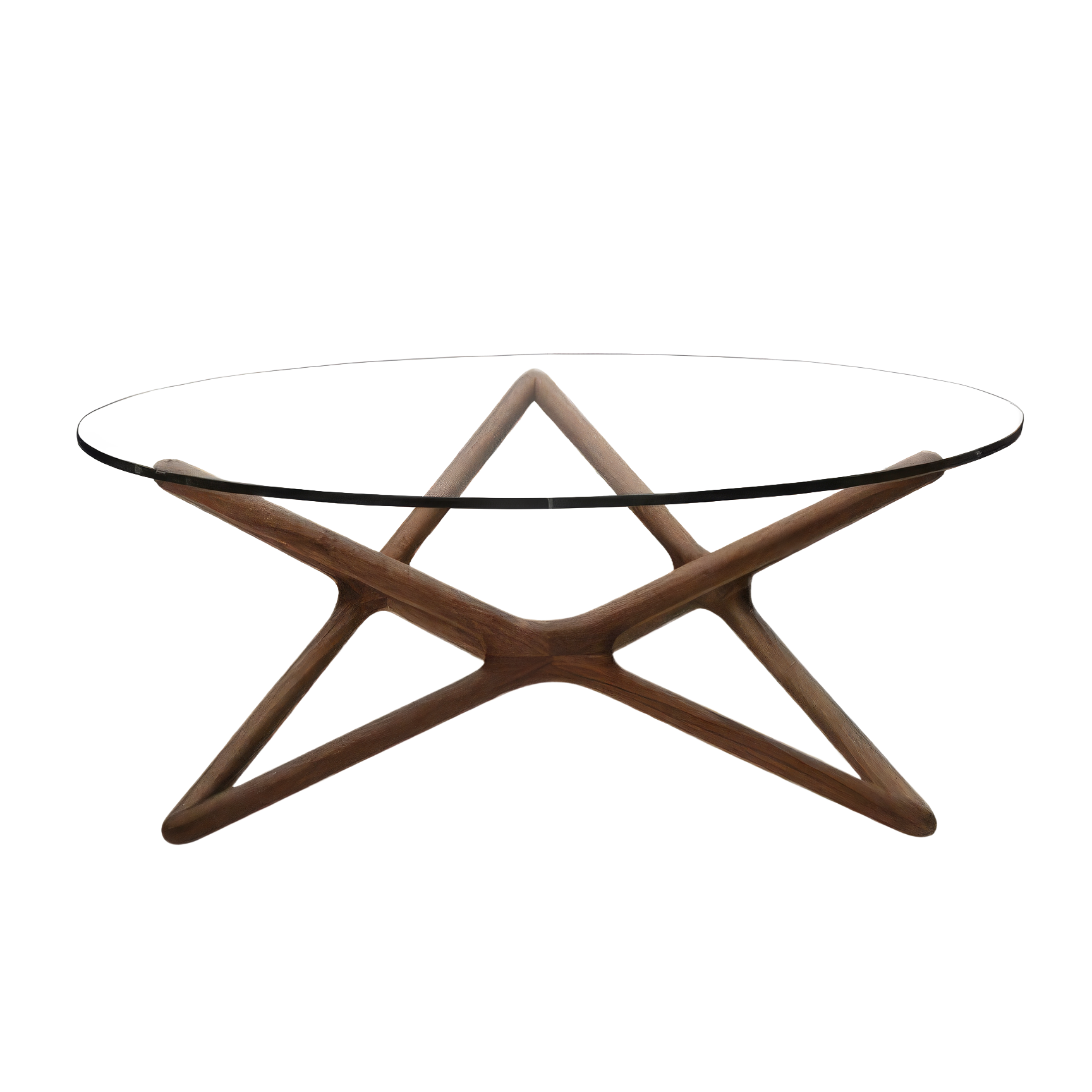 Walnut "X" Base Coffee Table