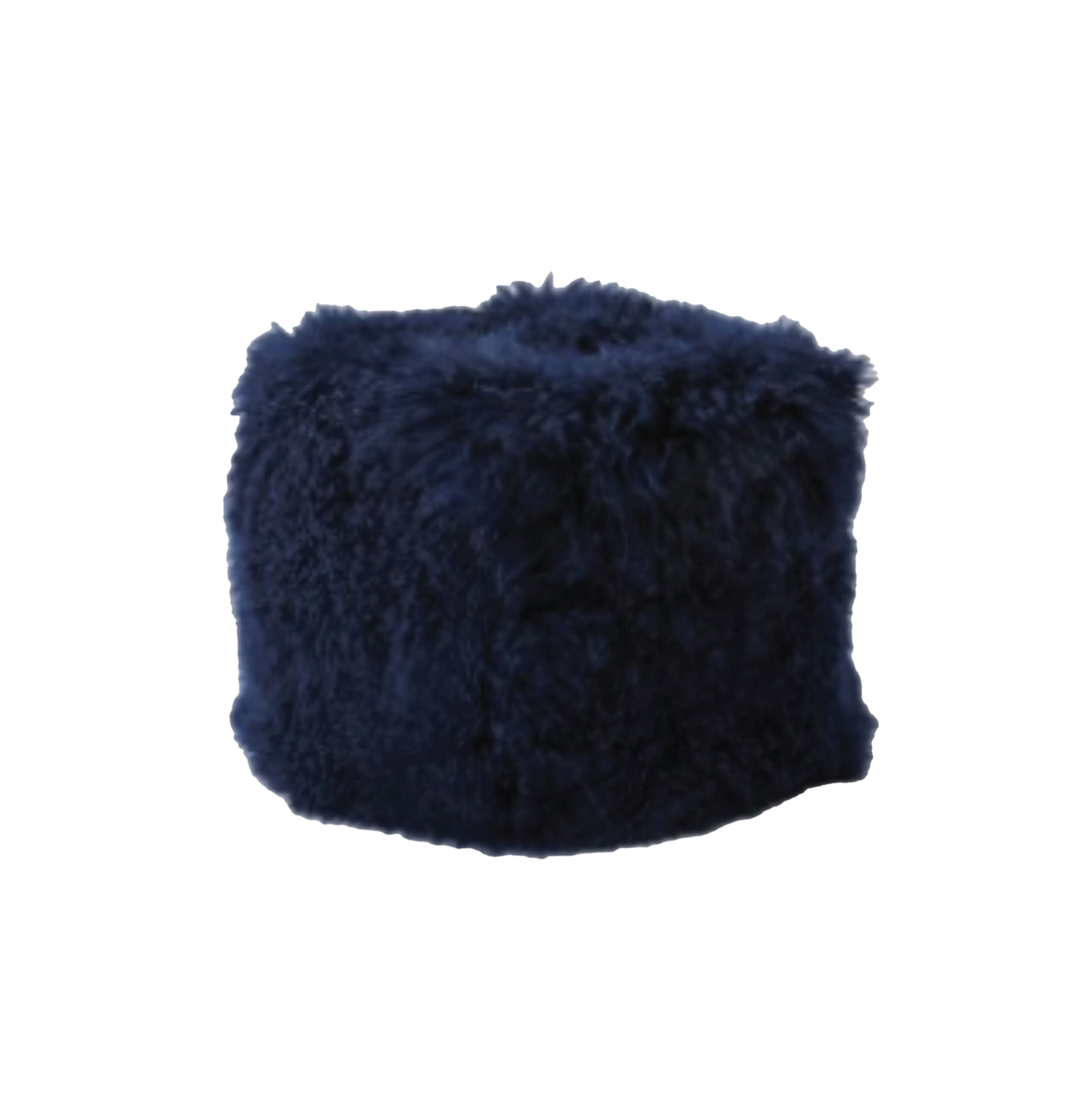 Navy Fur Square Pouf