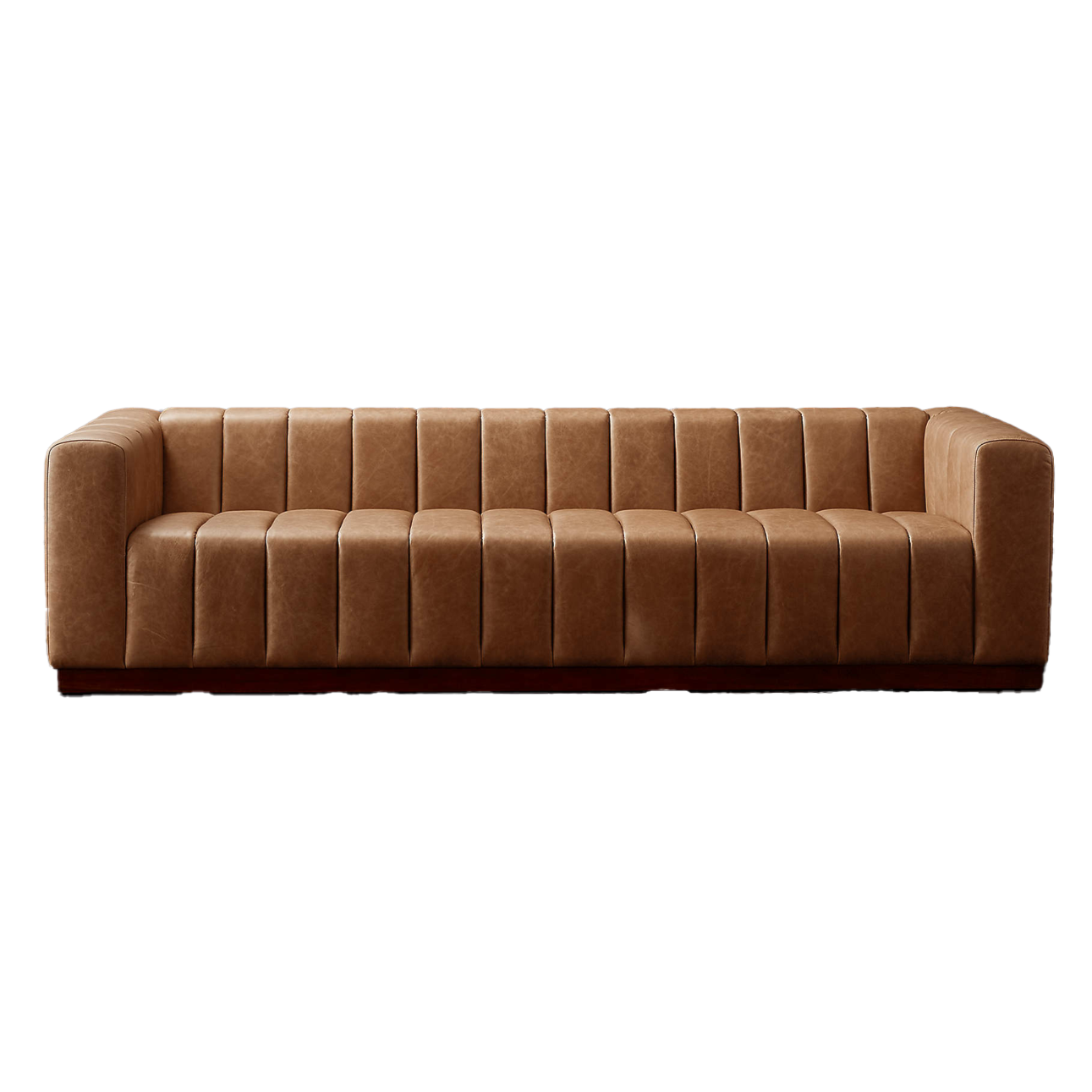 CHANNELED LEATHER SOFA