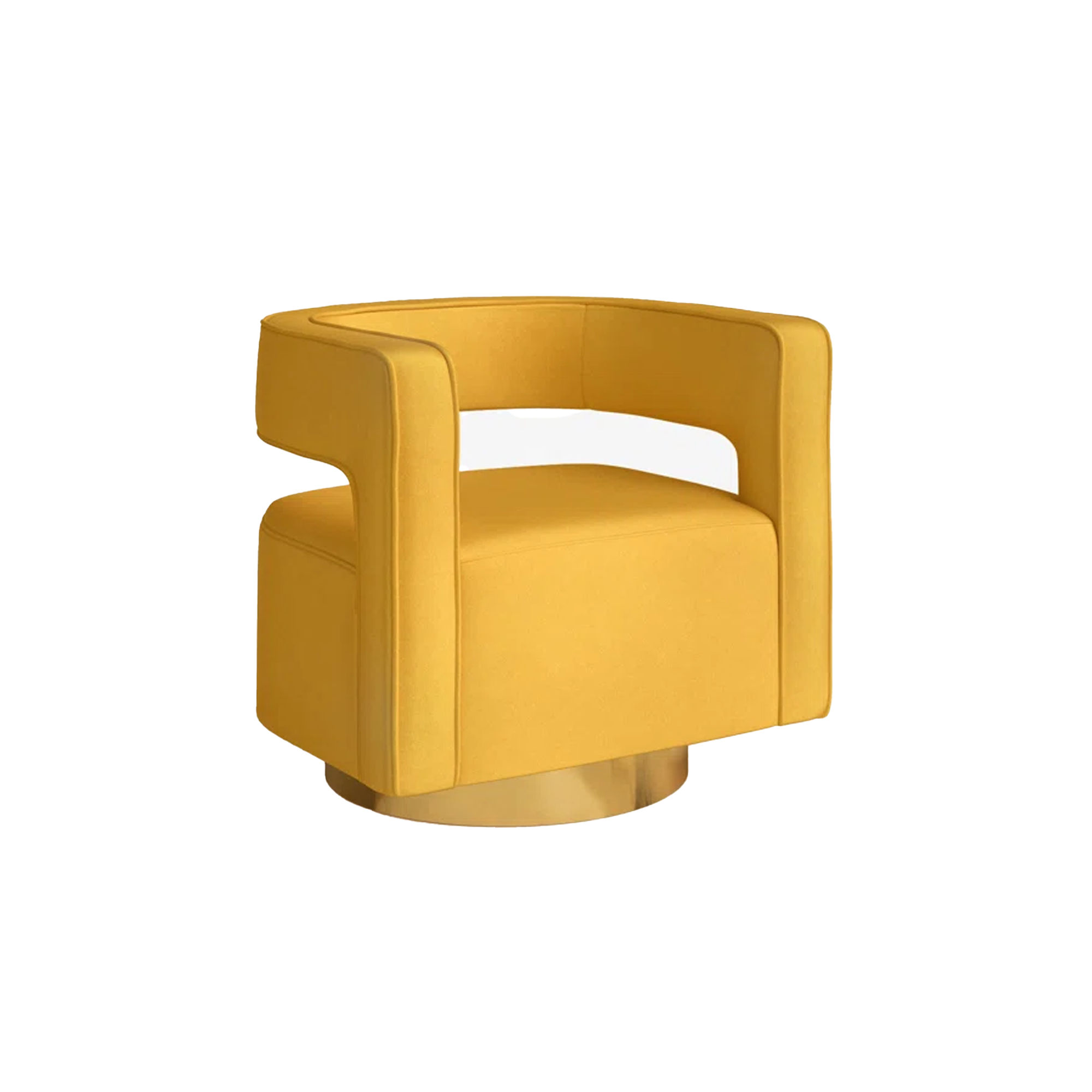 Yellow Velvet Swivel Chair
