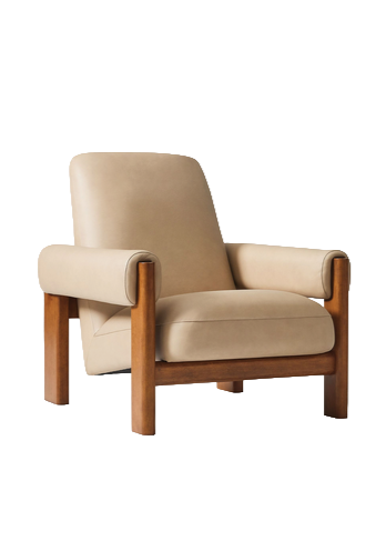 Sand Leather and Walnut Chair
