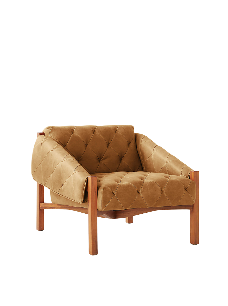 Abruzzo Tufted Brown Leather Chair