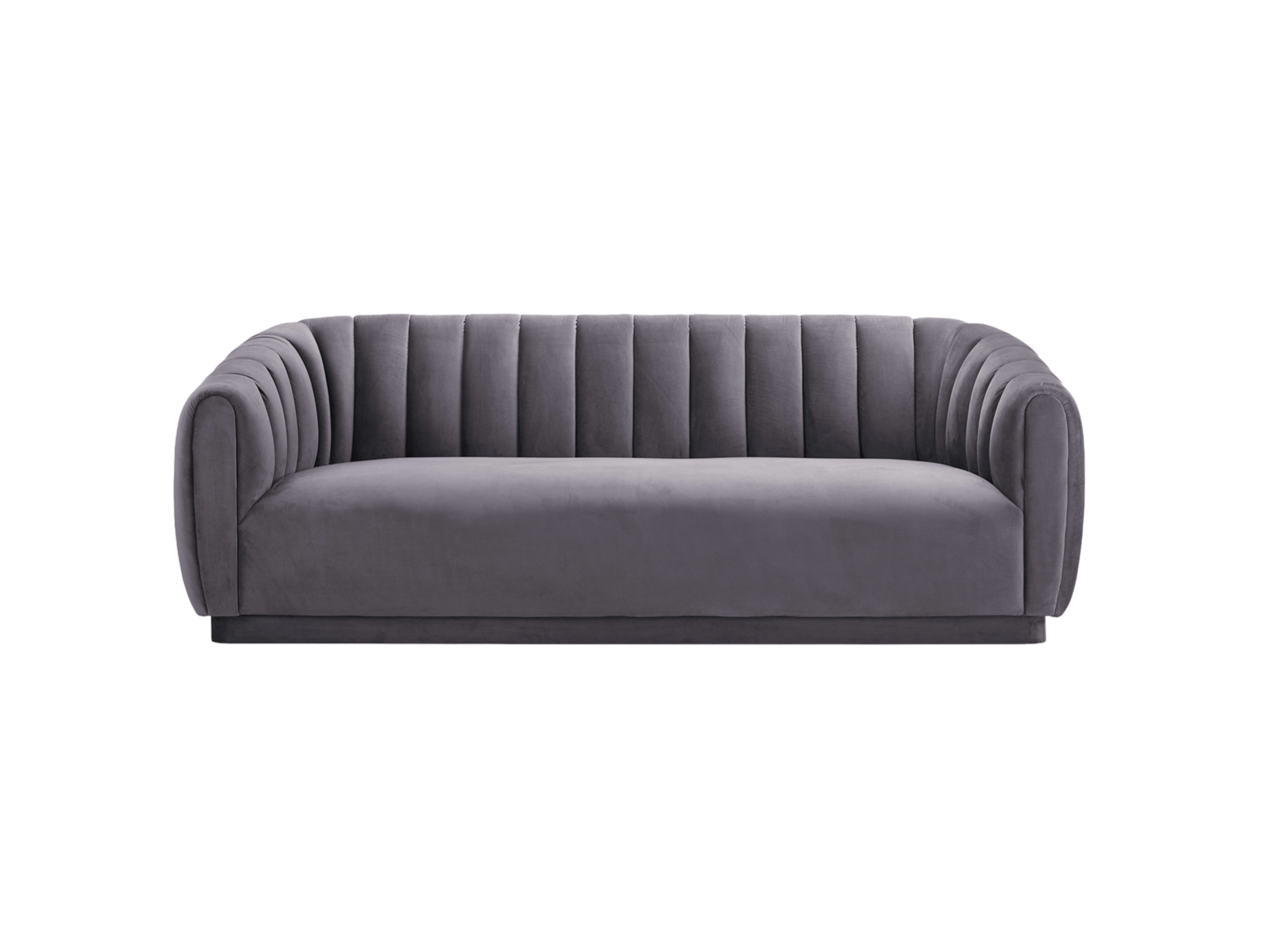 Grey Velvet Channel Tufted Sofa
