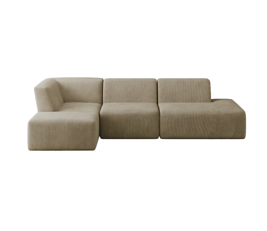 3-Piece Khaki Corduroy Boneless Modular Sectional