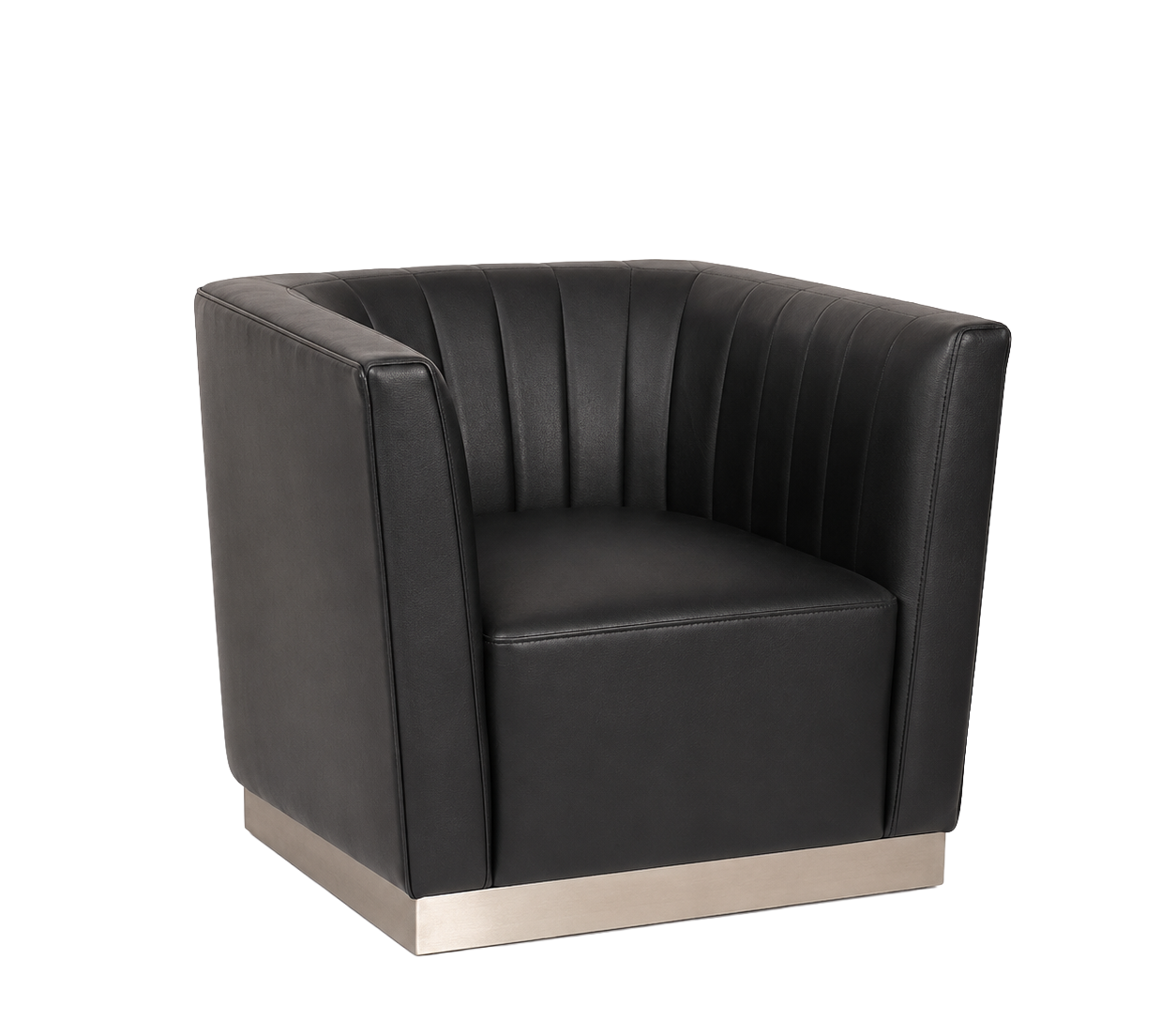 Black Leather Box Armchair