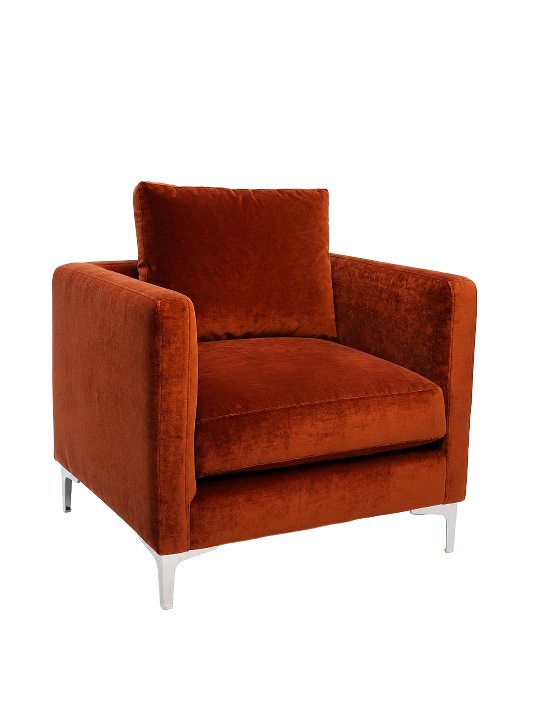 Rust Velvet Accent Armchair
