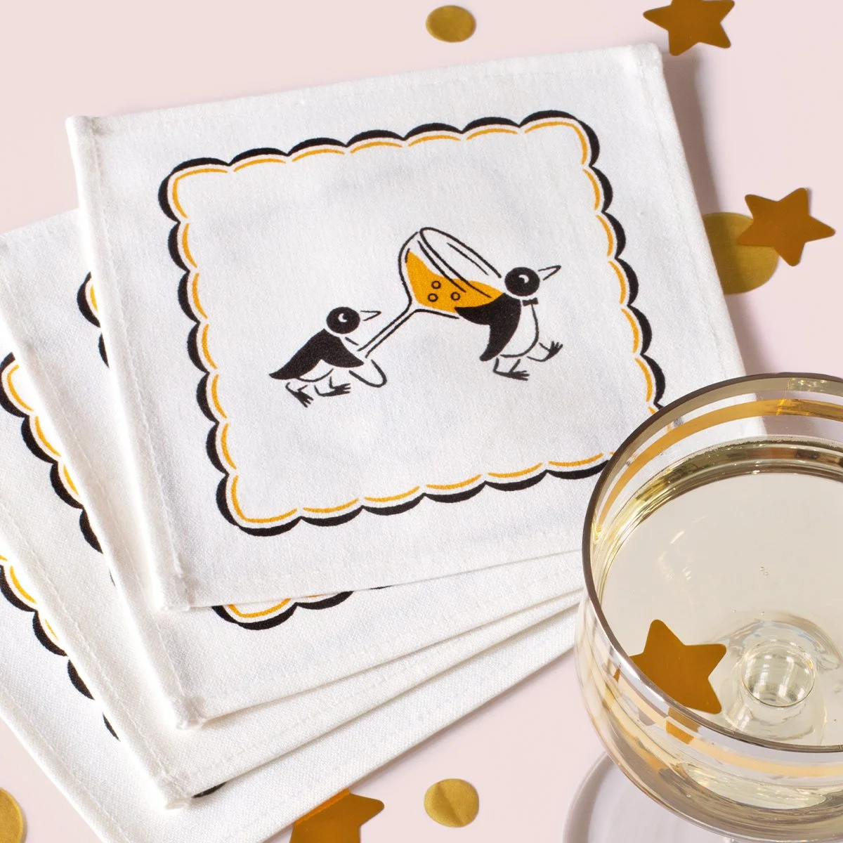 Champagne Penguins Cocktail Napkin Set.Media-04.jpg
