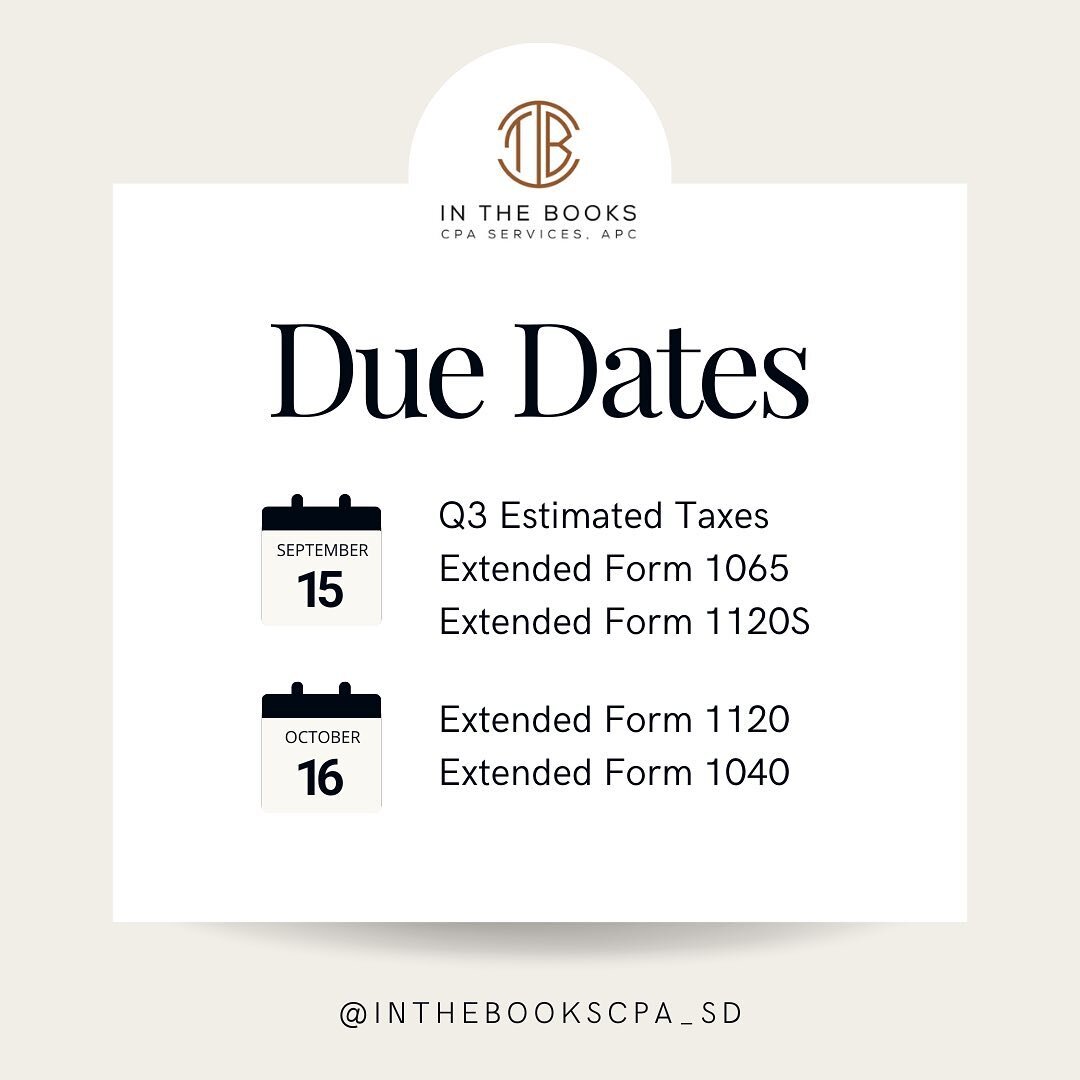 Time flies! ✈️💸 Deadlines for filing 2022 extended tax returns and making quarterly estimated tax payments are approaching! 

If you live in areas that were declared disaster areas by FEMA in late 2022 and early 2023 (most of CA and certain areas in