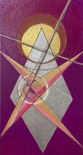 'Hard Launch', Casein, acrylic and wax medium on Cradled Gessoboard, 12" x 6", 2025