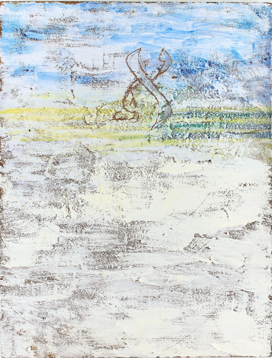 'Breath' Acrylic and Encaustic on Board, 24" x 18", 2023.